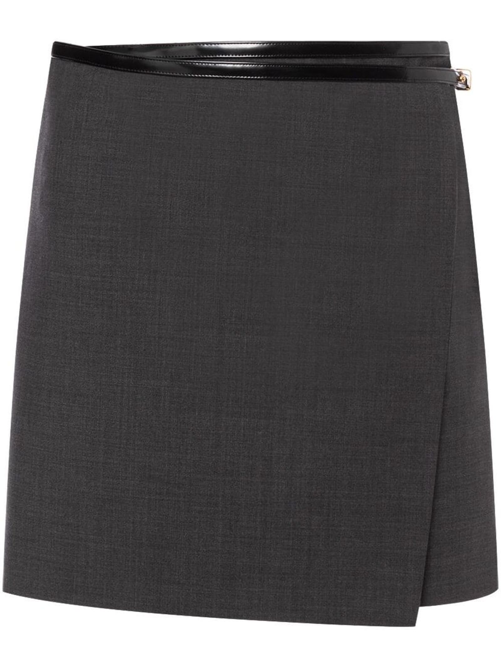 Dark Grey Virgin Wool Mini Skirt