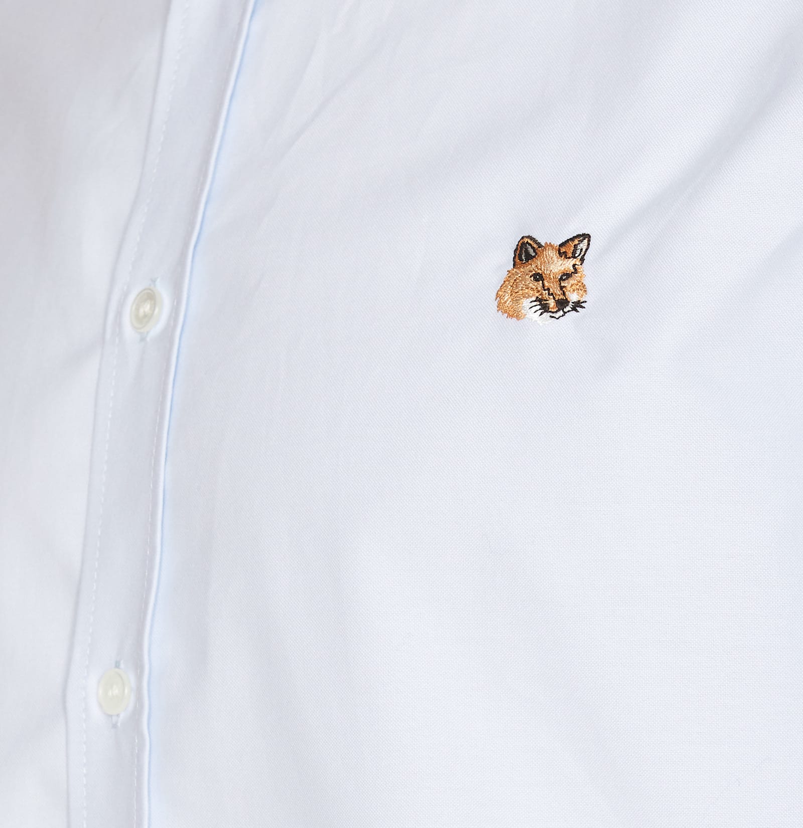 Shop Maison Kitsuné Mini Fox Head Patch Shirt In Baby Blue
