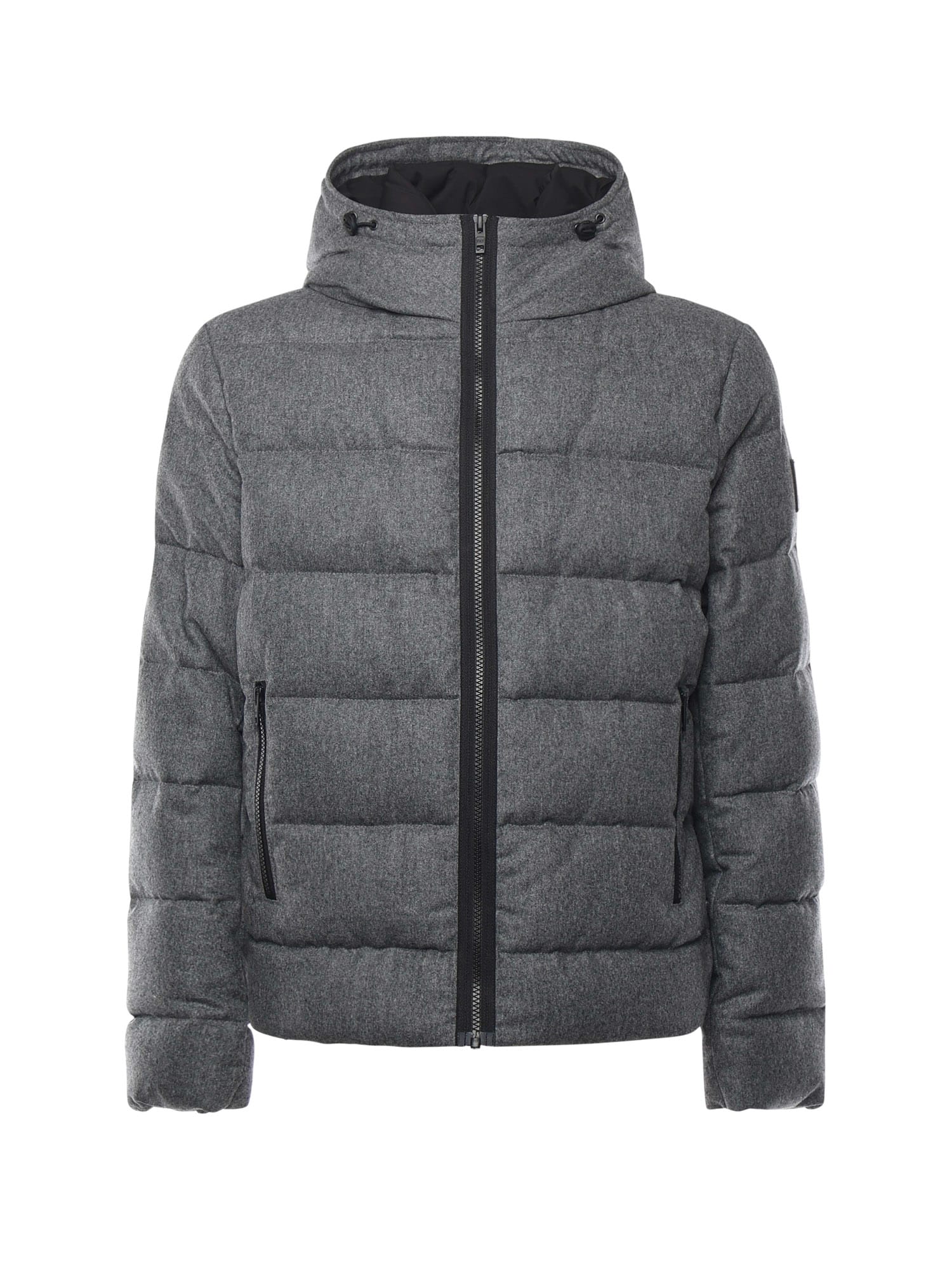 Fay Double-front Down Jacket In Carded Wool Flannel In Gray