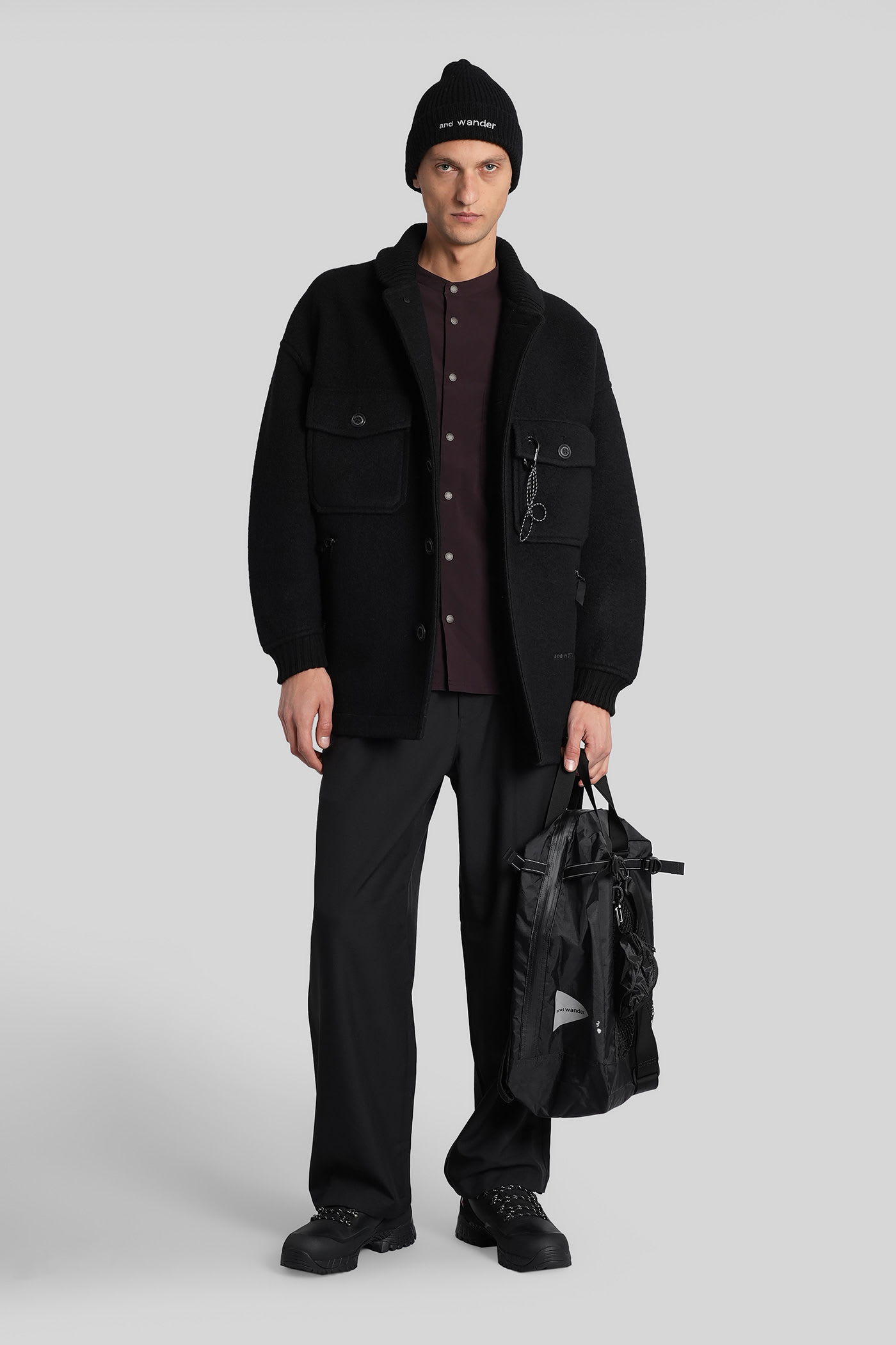 And Wander In Black Wool In Black