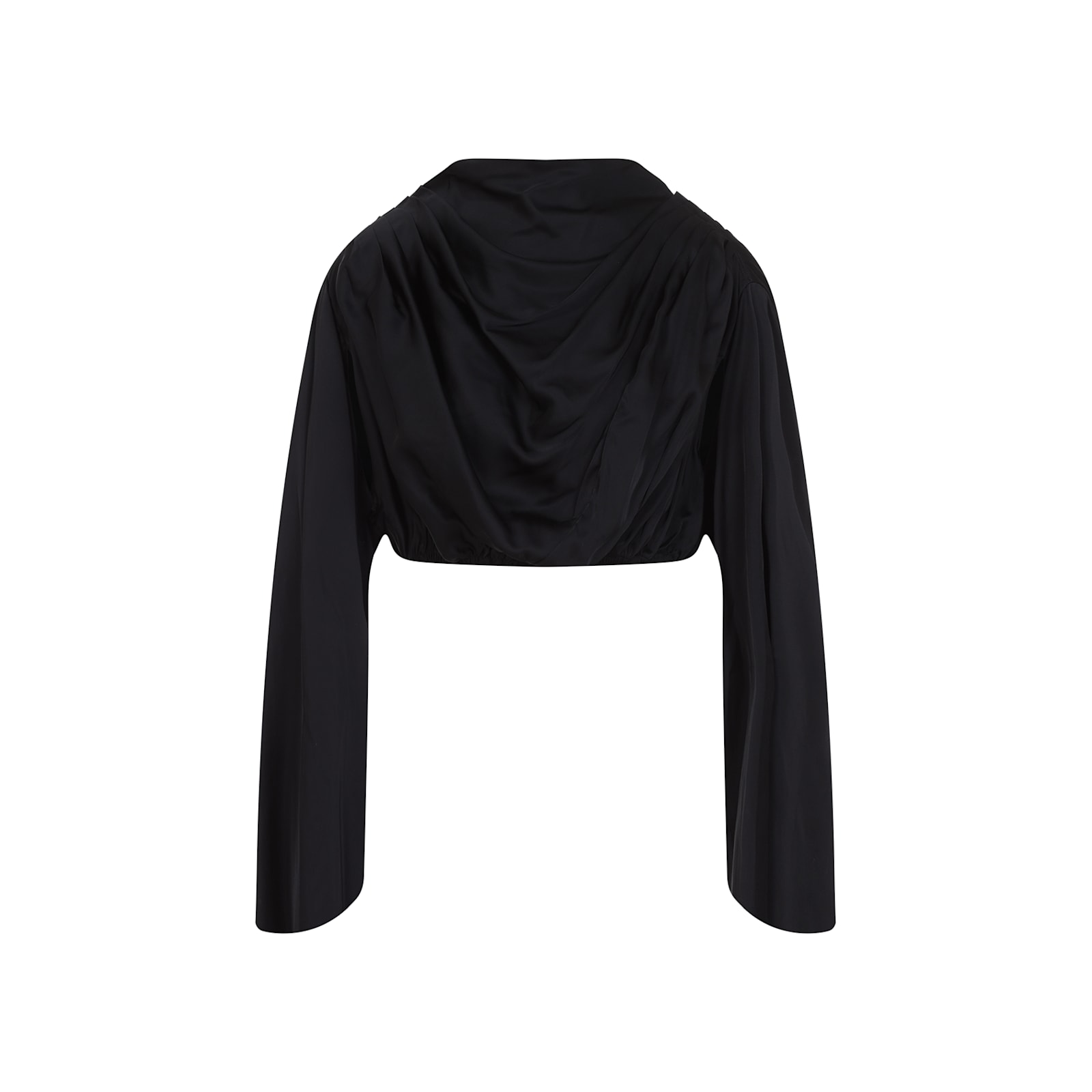 Rick Owens Draped Tech Fabric Top With Button Detail In Black