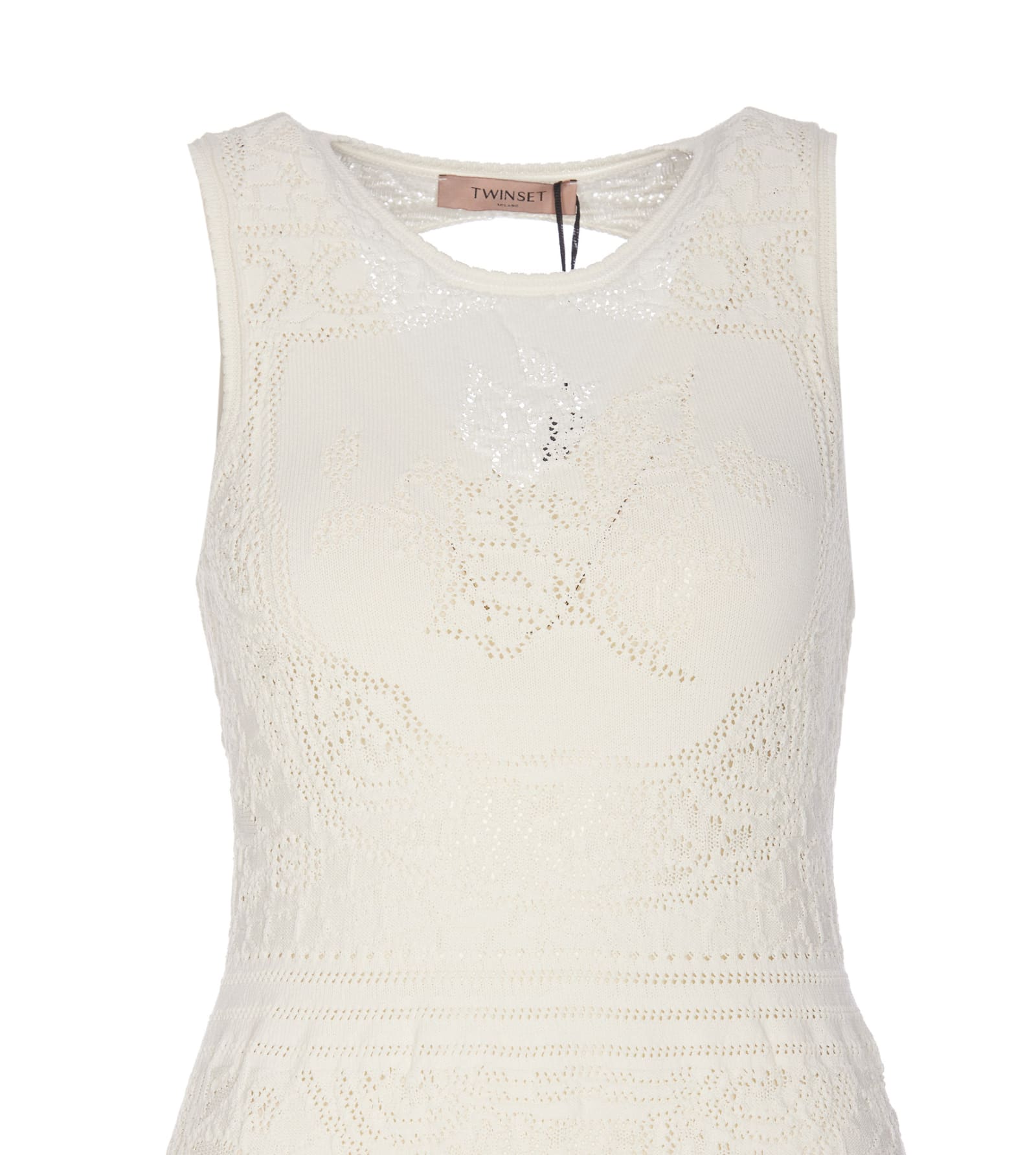 Shop Twinset Embroidered Dress In White