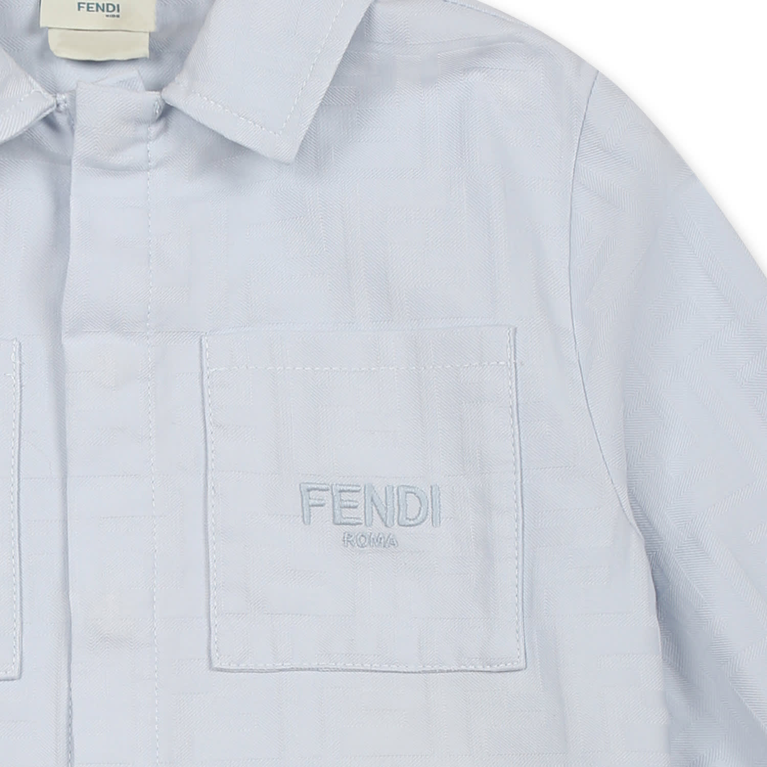 Fendi Light Blue Jacket For Baby Boy With Ff In Light Blue