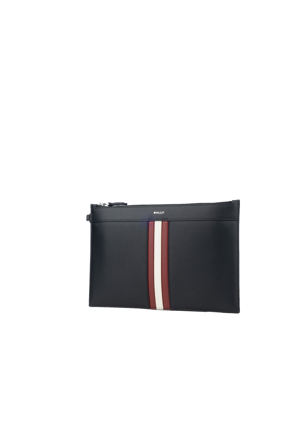 Bally Black Leather Clutch In Blackredbonepall