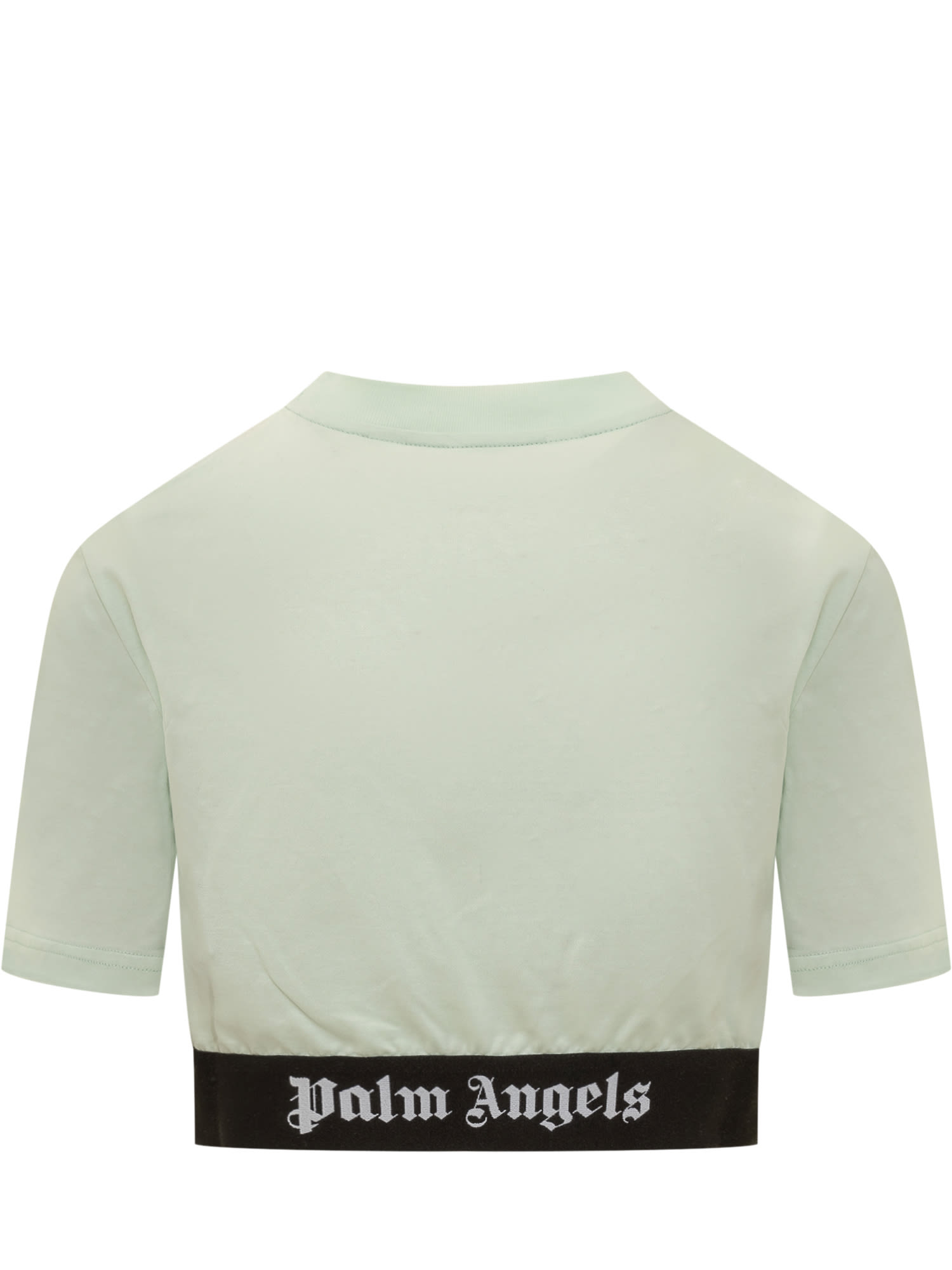 Shop Palm Angels Logo Tape Crop T-shirt In Mint Black
