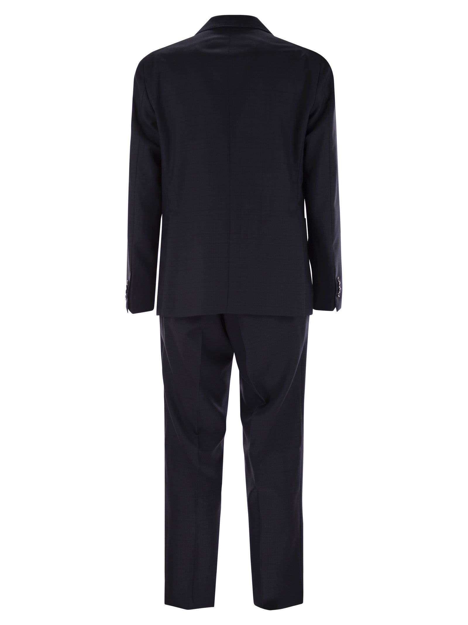 Tagliatore Virgin Wool Double Breasted Suit In Blue