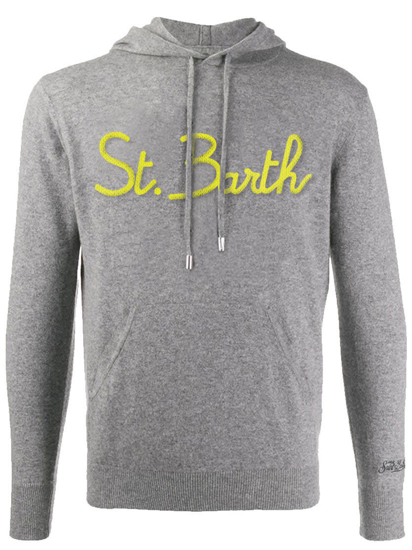MC2 Saint Barth Grey Wool Sweatshirt With Hood