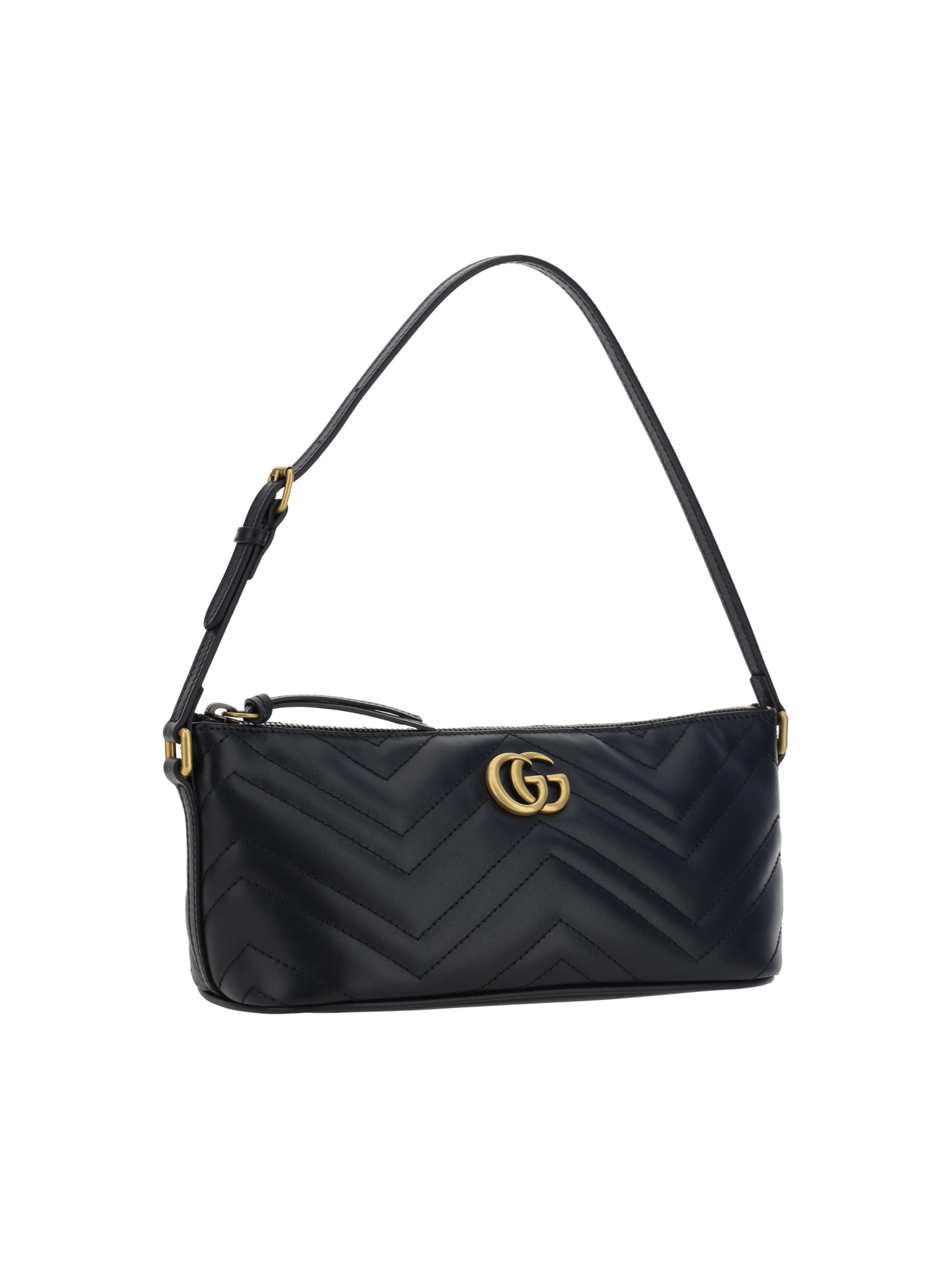 Shop Gucci Gg Marmont Shoulder Bag In Black