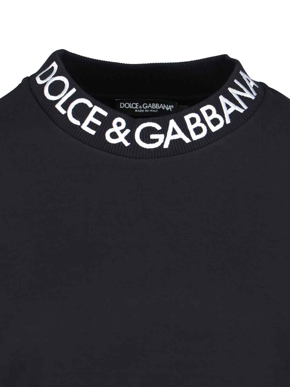 Shop Dolce & Gabbana Cropped Crew Neck Sweatshirt In Black