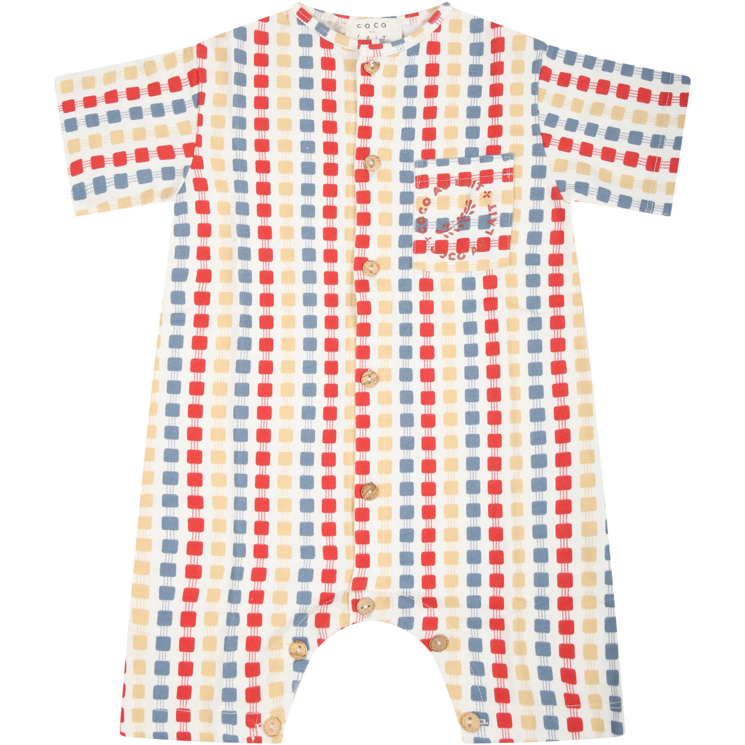 Shop Coco Au Lait Ivory Romper For Babykids With Logo And Geometric Pattern