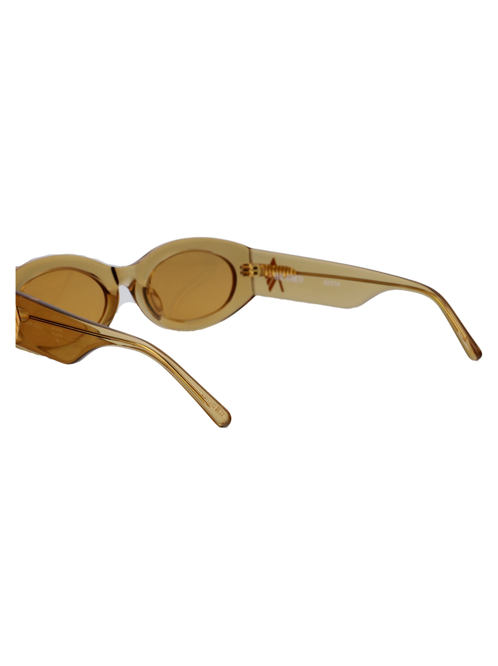 Shop Attico Berta Sunglasses In Sand/gold/sand