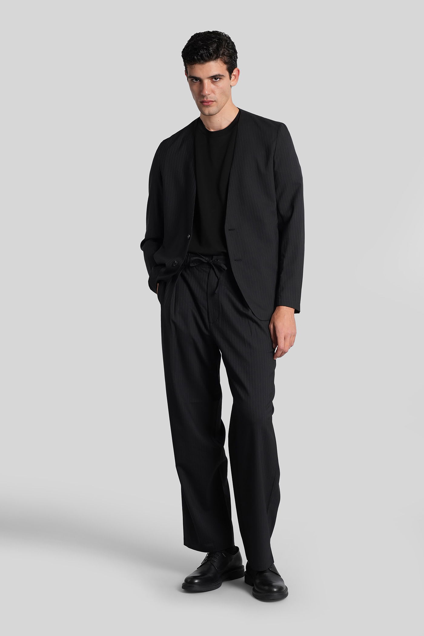 Attachment Pants In Black Polyester In Black