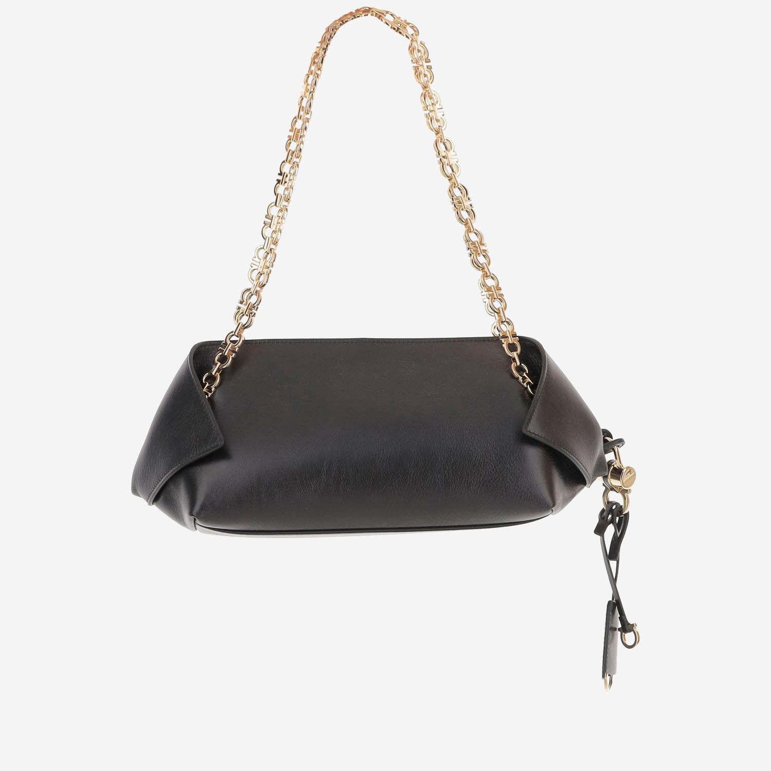 Ferragamo Brown Shoulder Bag With Logo Strap And Logo Lettering On The Front In Leather Woman In Black