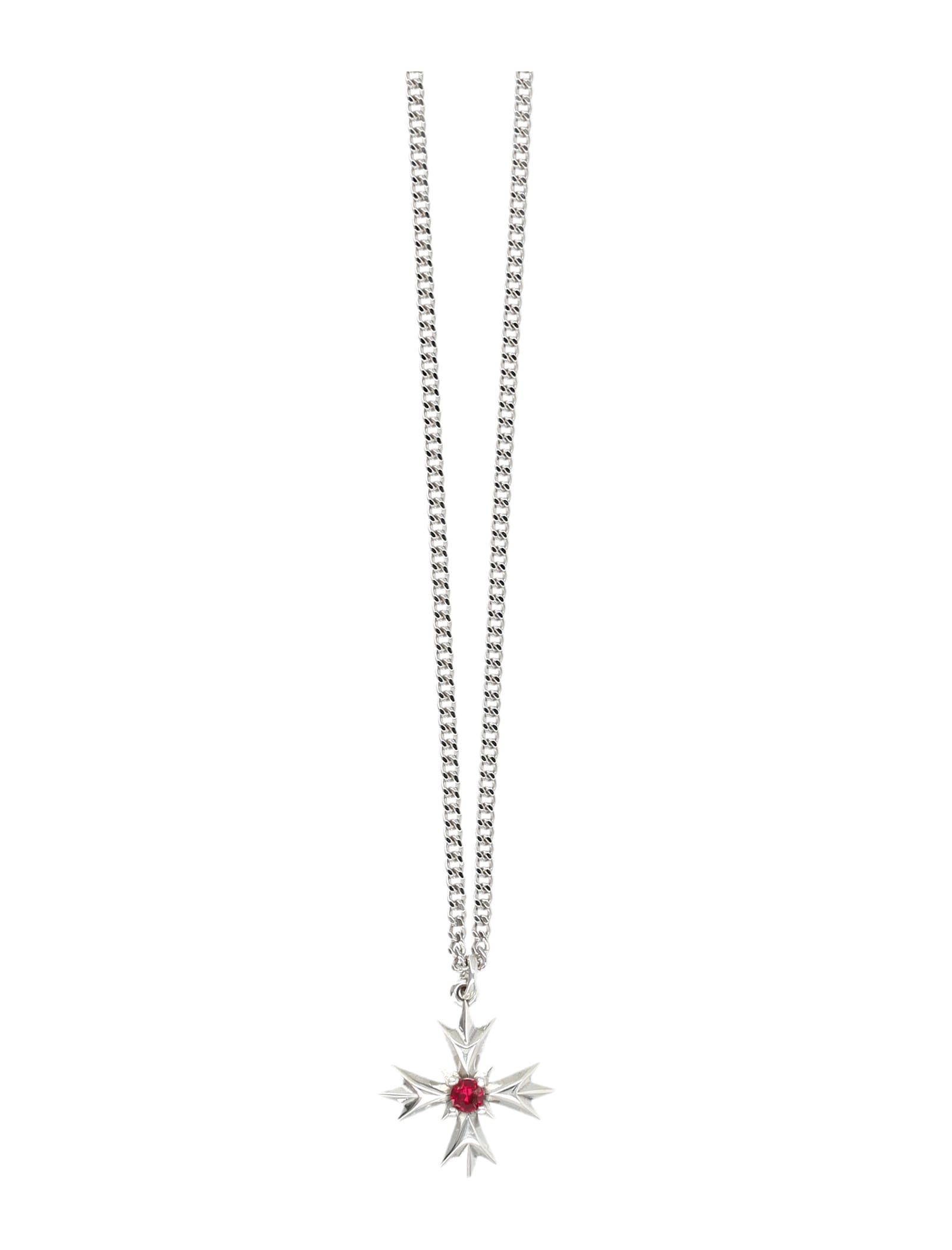 Emanuele Bicocchi Crest And Crystal Necklace In Silver