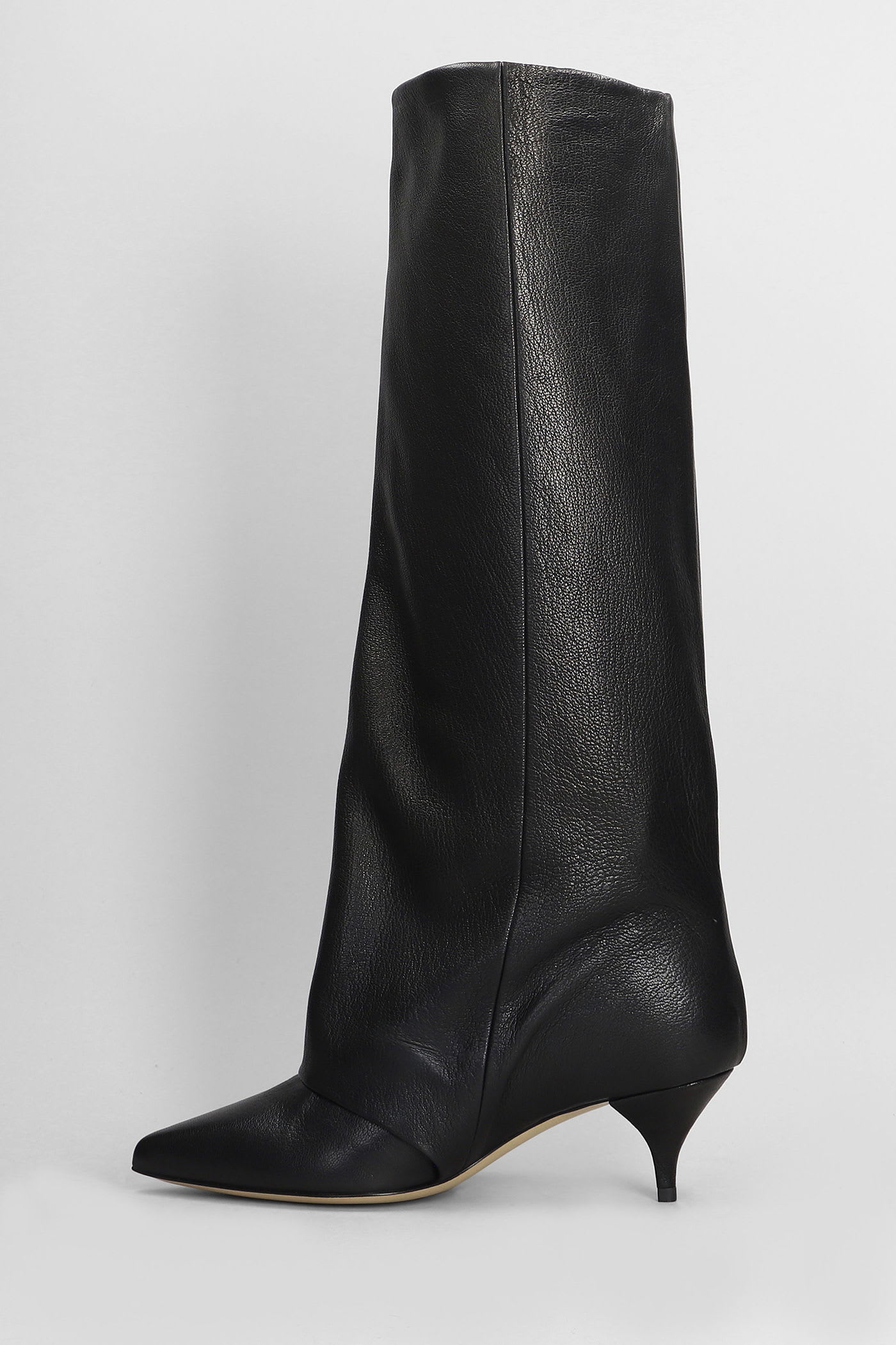 Alchimia High Heels Boots In Black Leather In Black