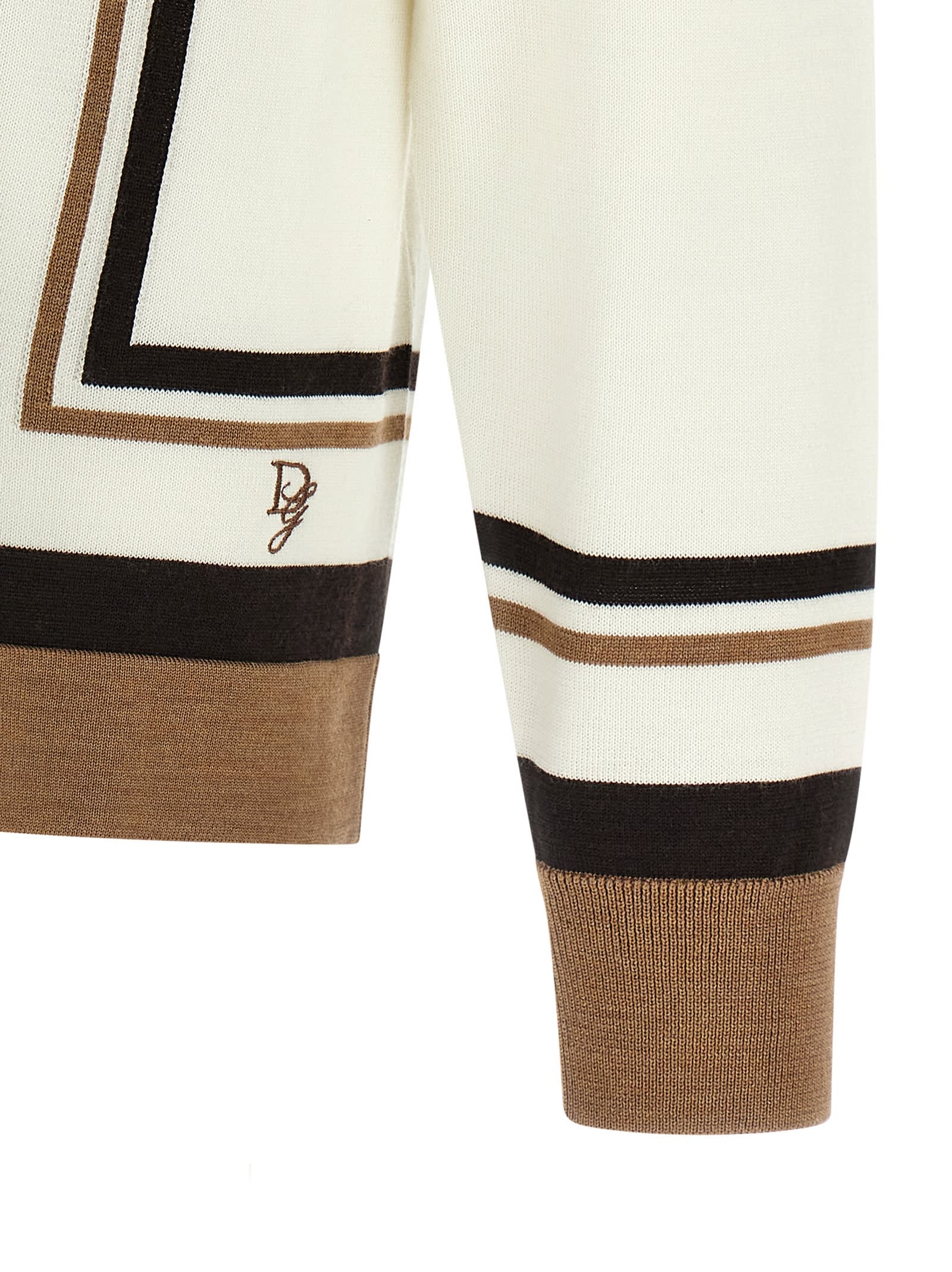 Dolce & Gabbana Logo Embroidery Cardigan Sweaters And Cardigans In Multicolor