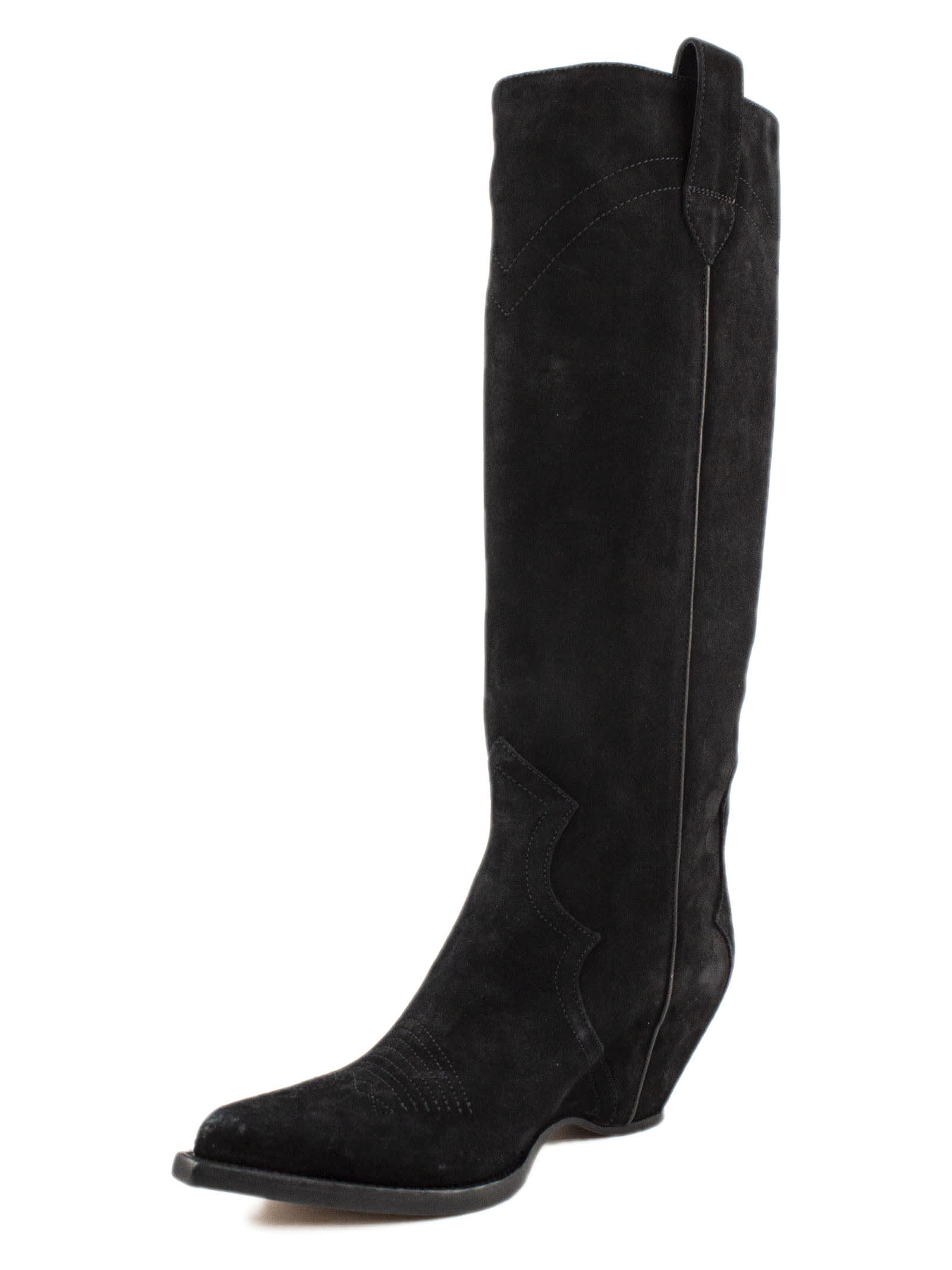 black suede western boots