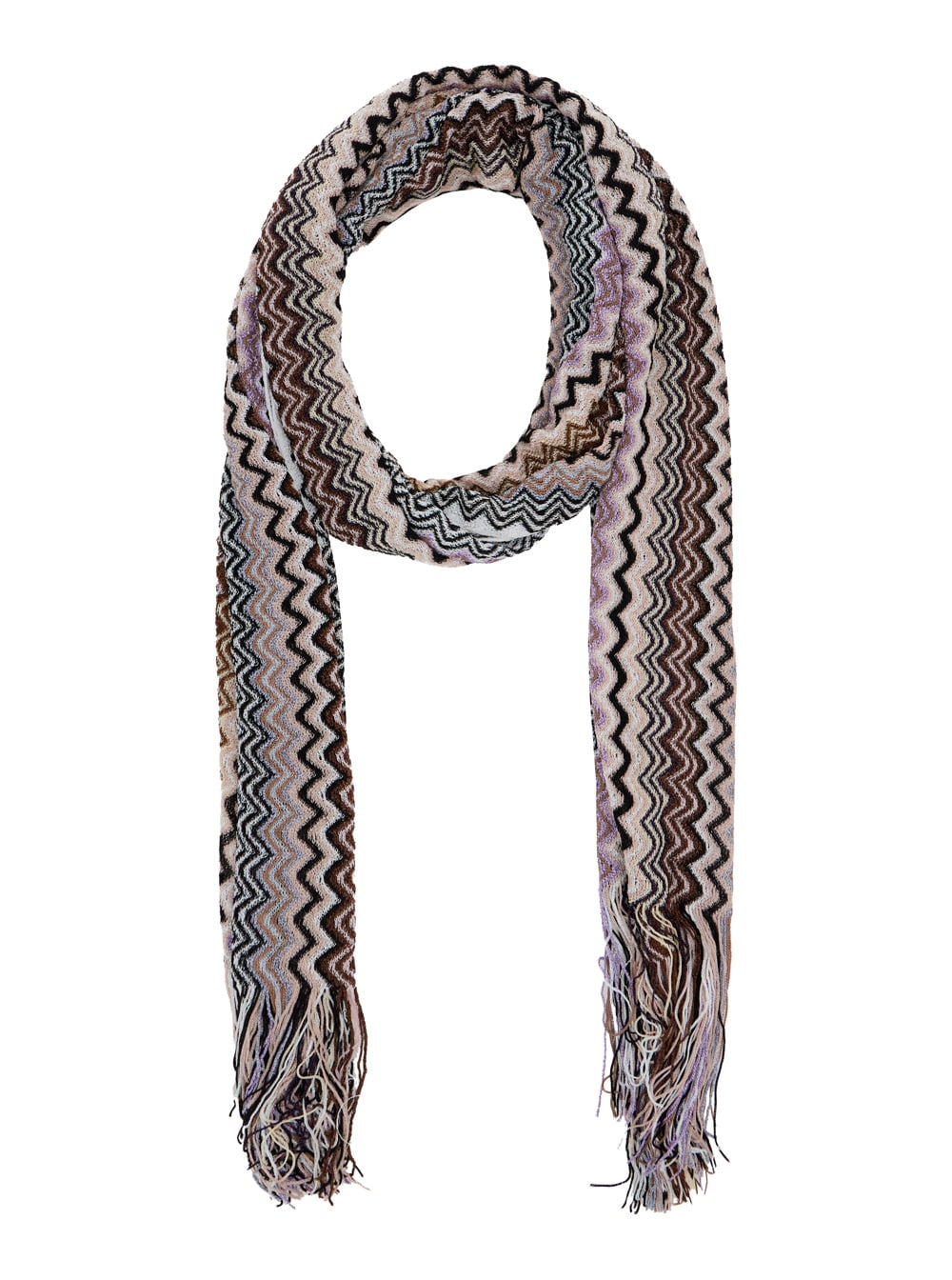 Shop M Missoni Multicolor Scarf With Chevron Motif In Viscose Blend Woman