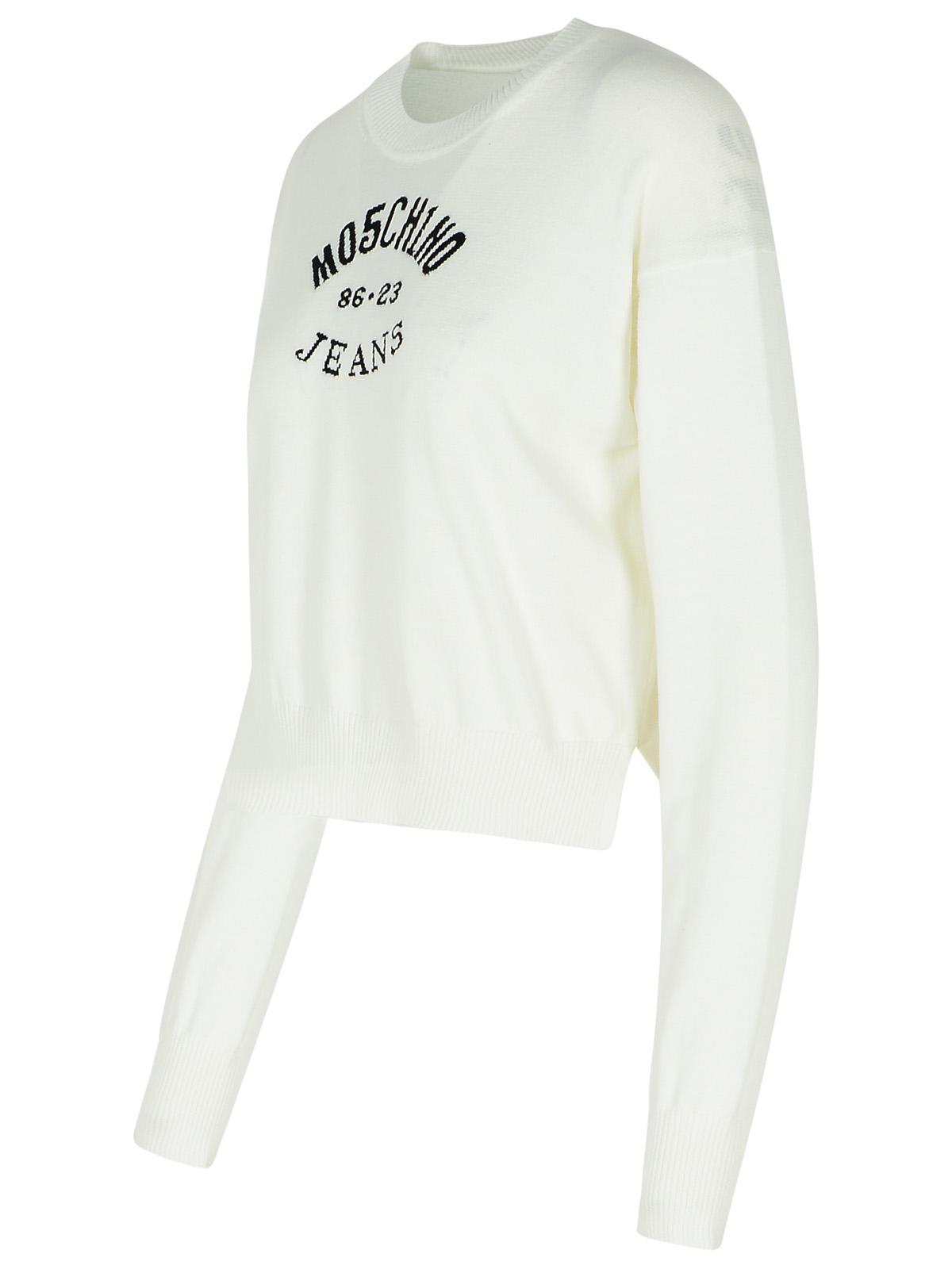Shop M05ch1n0 Jeans White Cotton Sweater