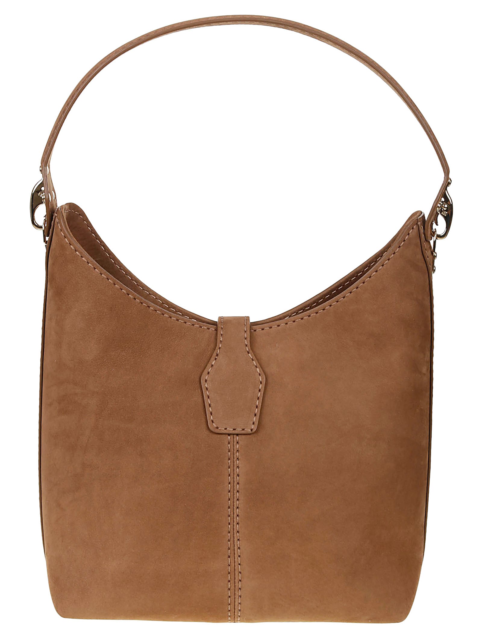 Shop Fay Exposed Stitch Logo Detail Velvet Shoulder Bag