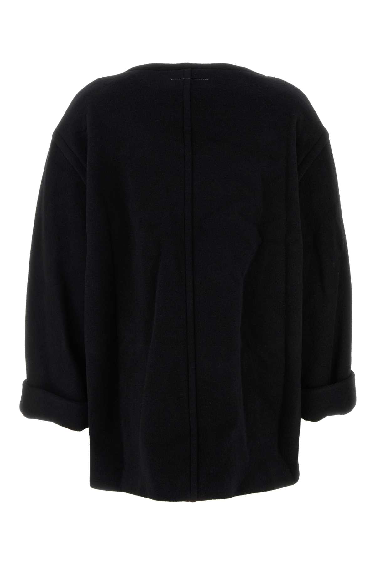 Shop Mm6 Maison Margiela Black Wool Blend Oversize Sweater