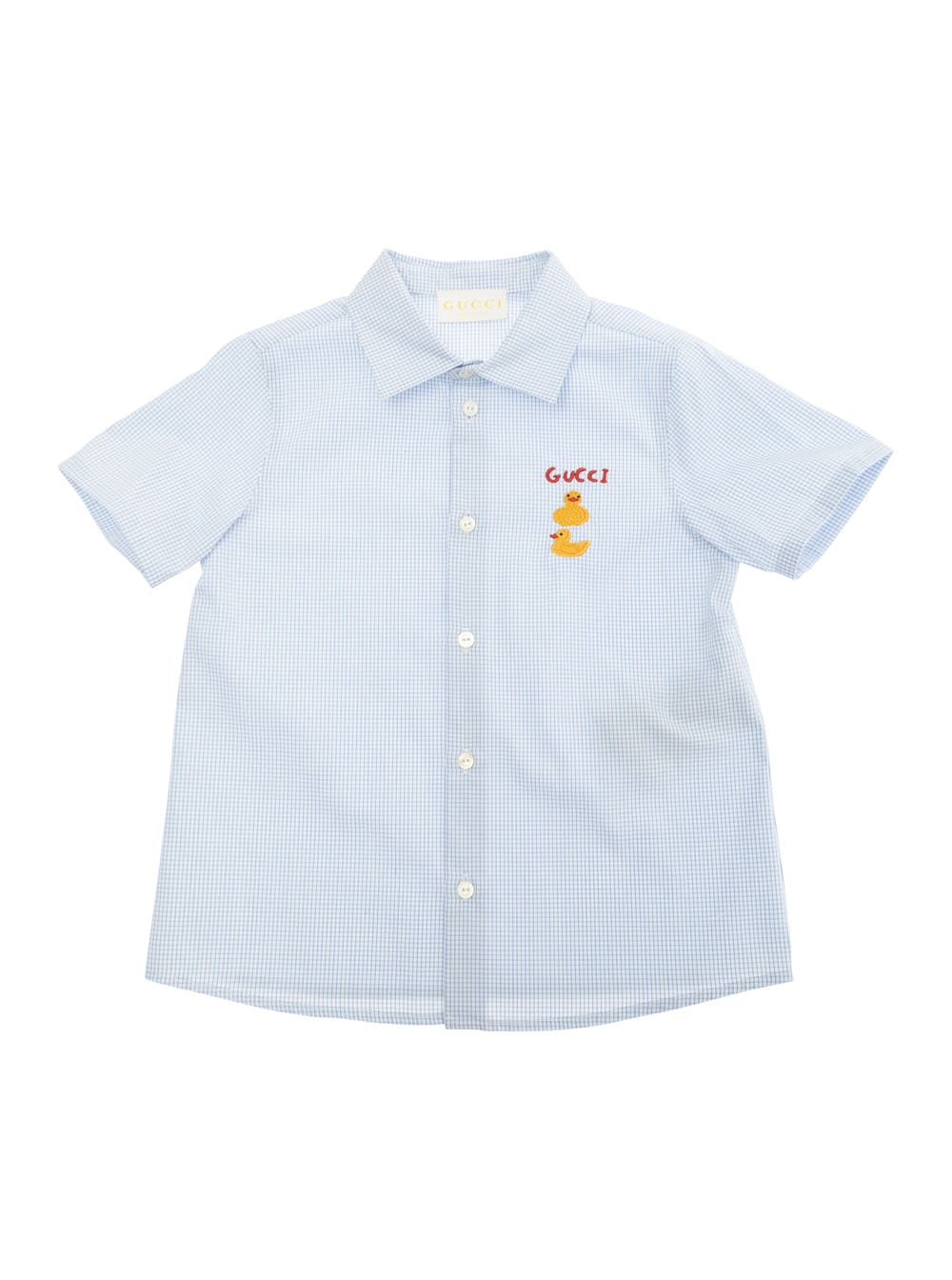 Gucci Light Blue Shirt With Lettering Logo On The Front In Cotton Baby In Blue