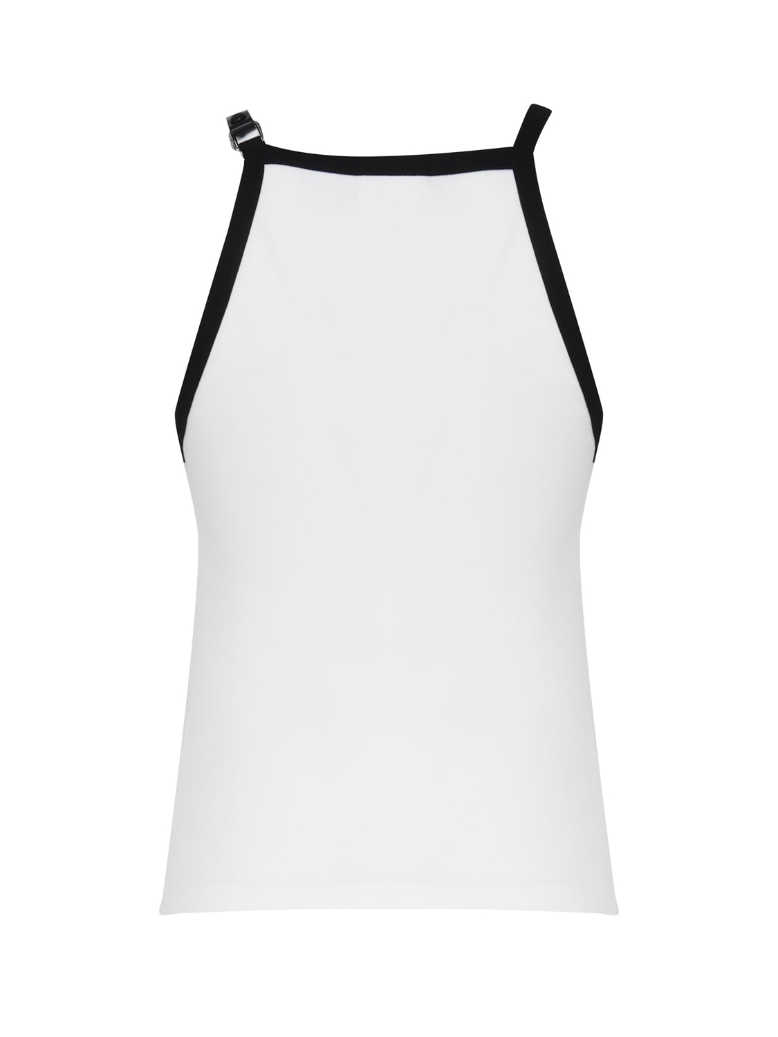 Shop Courrèges Cotton Top With Strap Suspender In Black, White