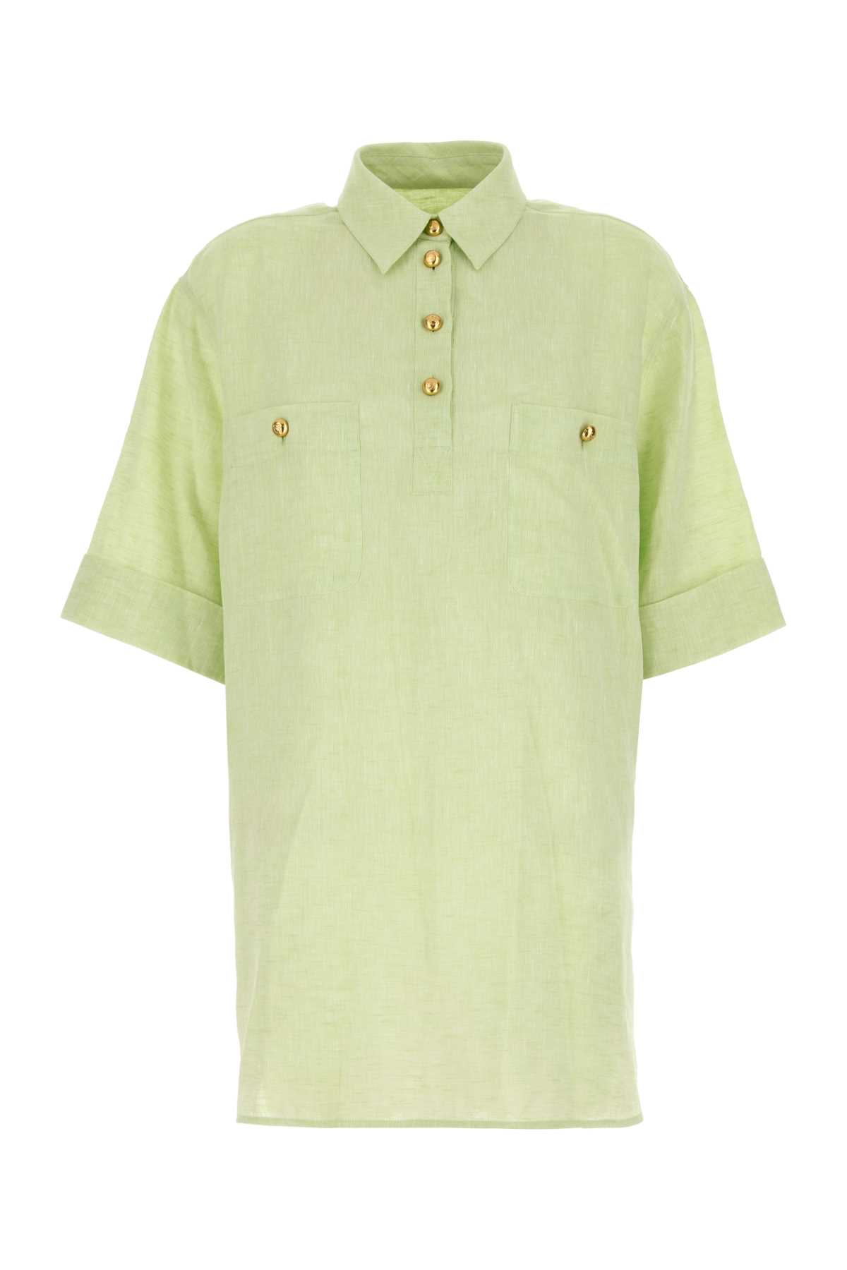 Valentino Garavani Pastel Green Linen Blouse In Green
