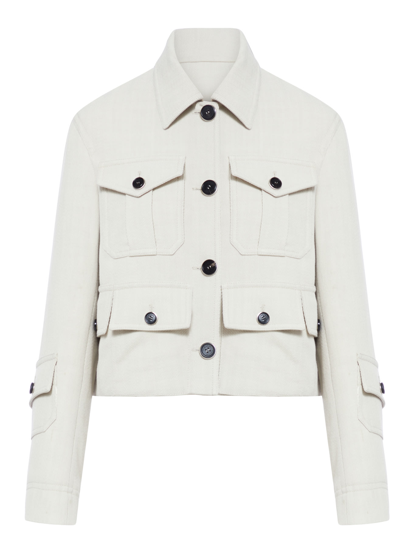 DURAZZI MILANO COTTON GABARDINE SINGLE-BREASTED JACKET WITH MULTI POCKETS AND HORN BUTTONS AND METAL UNDERBUTTONS