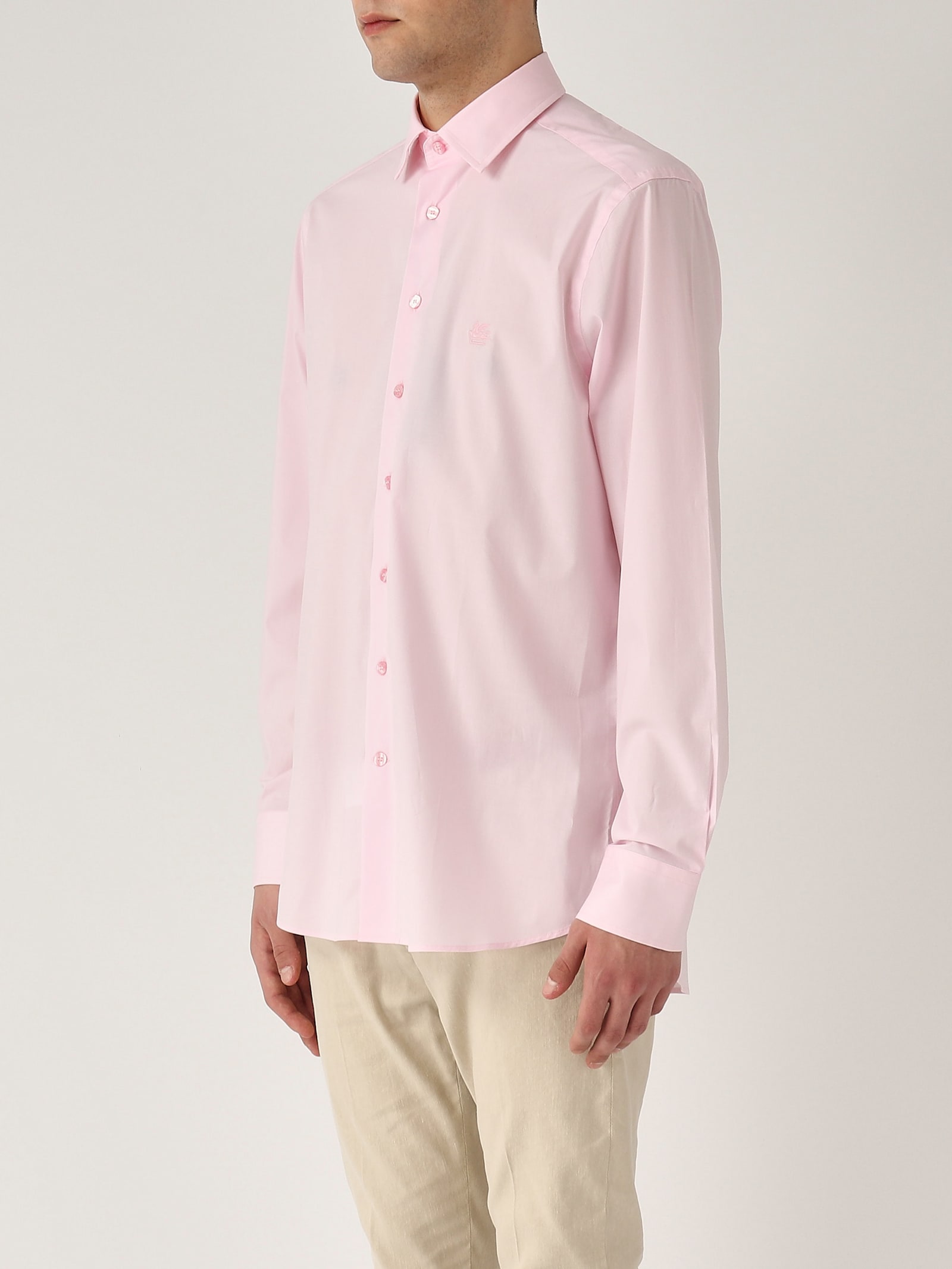 Etro Camicia Collo Francese Stretch Shirt In Rosa