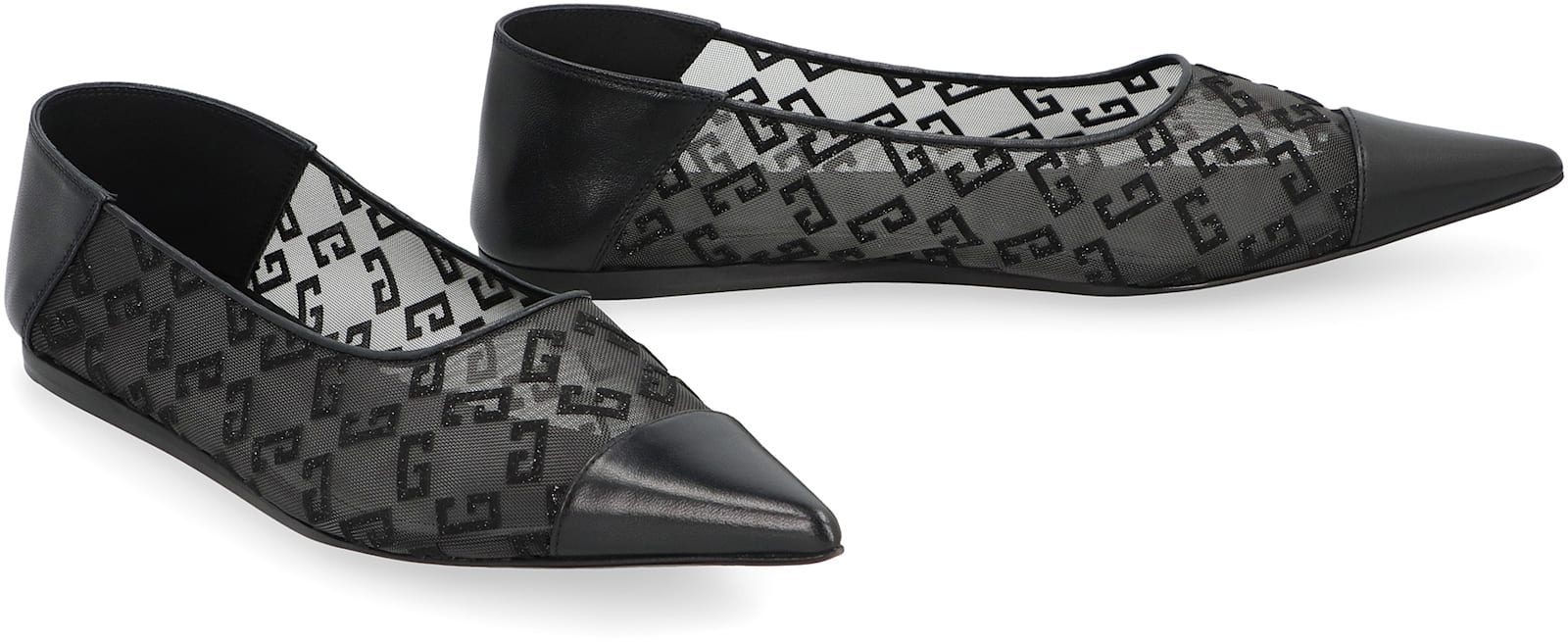 Givenchy Mesh Pointed Ballerina Shoes In Black