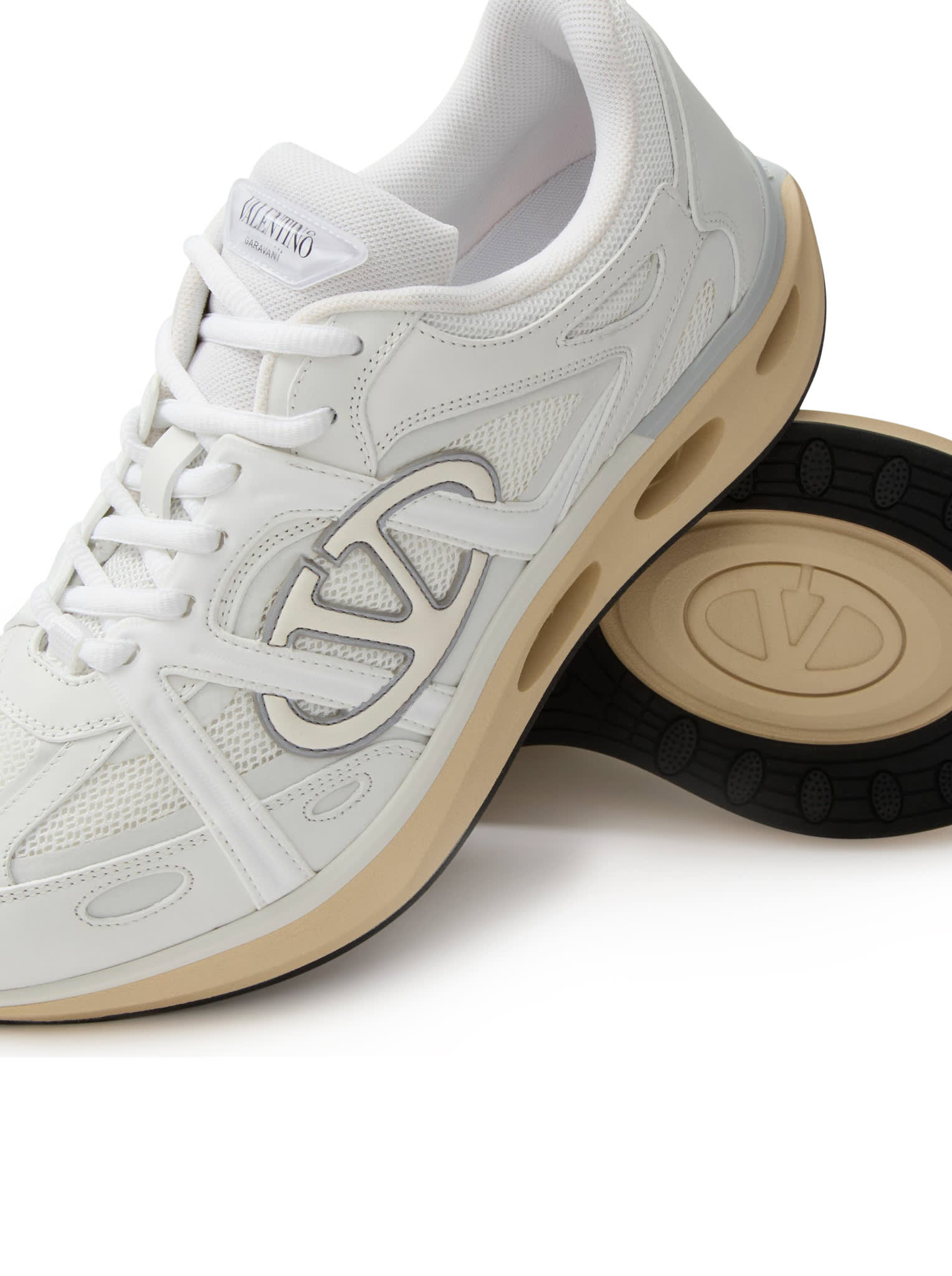 Shop Valentino Vlogo Easyjog Sneakers In Zgz White Ivory Grey