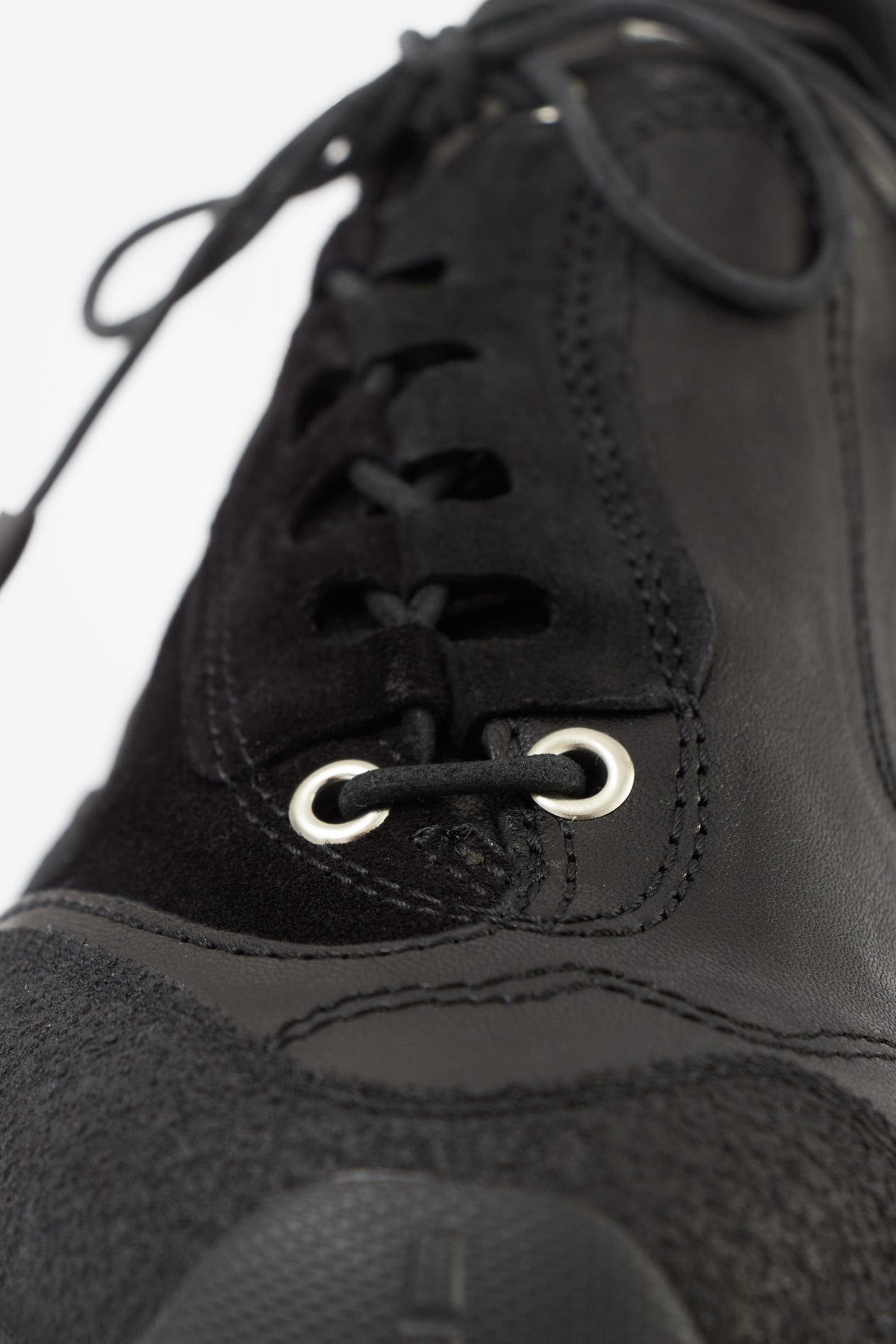 Our Legacy Black Suede Leather Sneakers With Vibram Sole In Animal Print