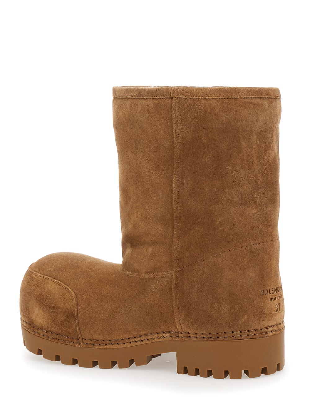 Shop Balenciaga Alaska Black Oversized Boots In Suede Woman In Beige