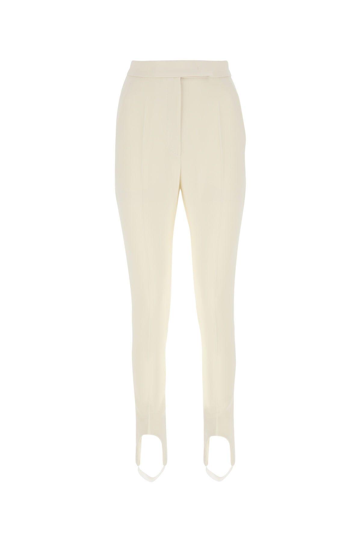 Max Mara Manolo Stretch Wool Straight Pants In Crema