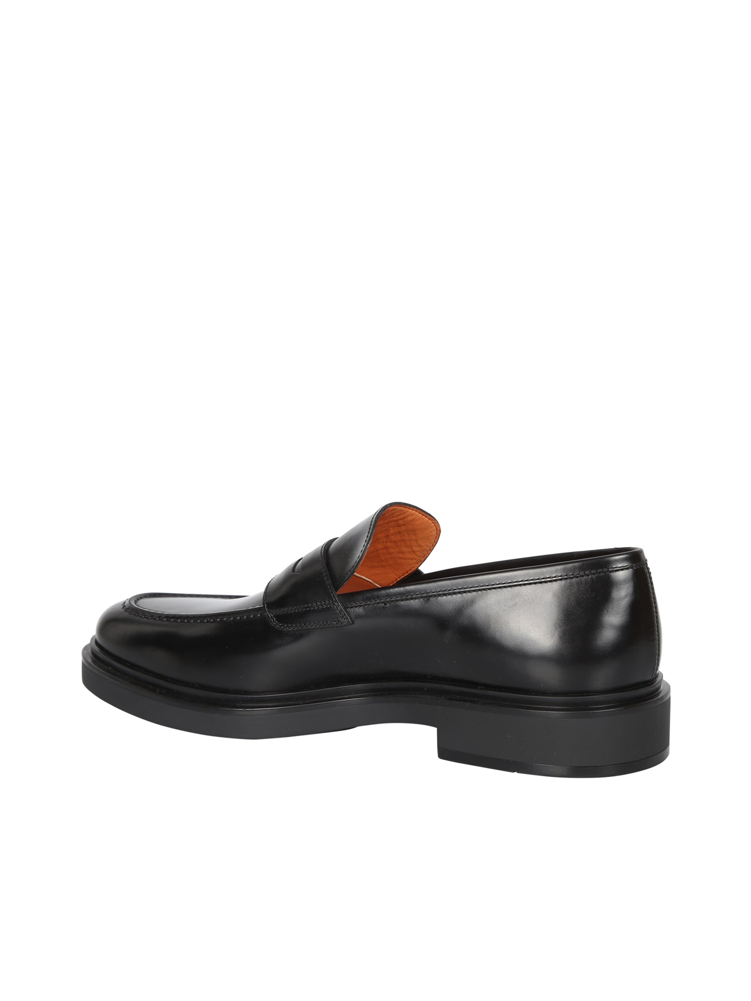 Shop Santoni Penny Loafers In Black