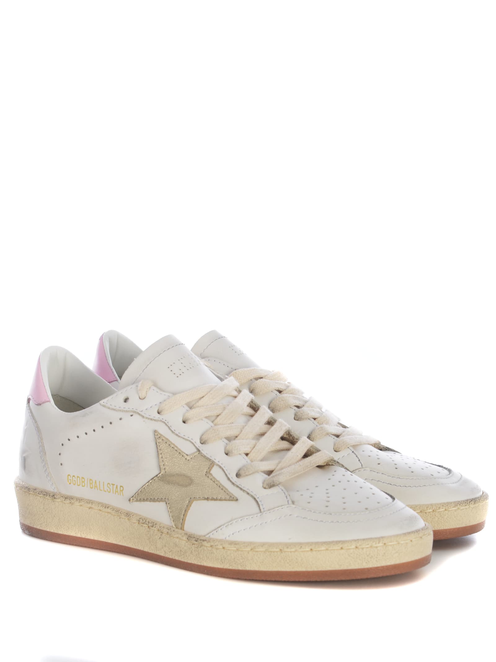 Shop Golden Goose Sneakers  Ball Star Made Of Leather In Bianco