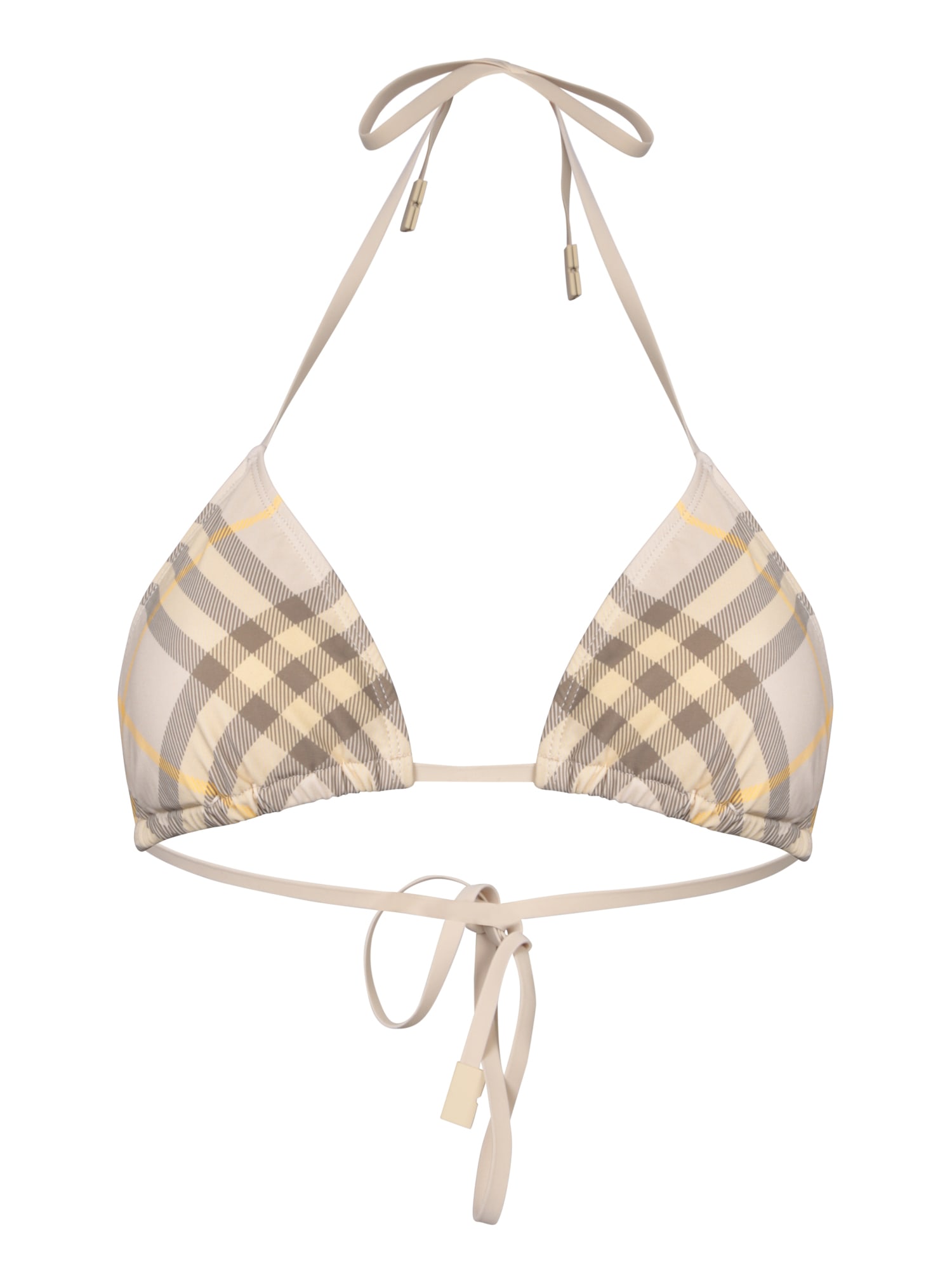 Shop Burberry Beige Check Triangle Bikini Top