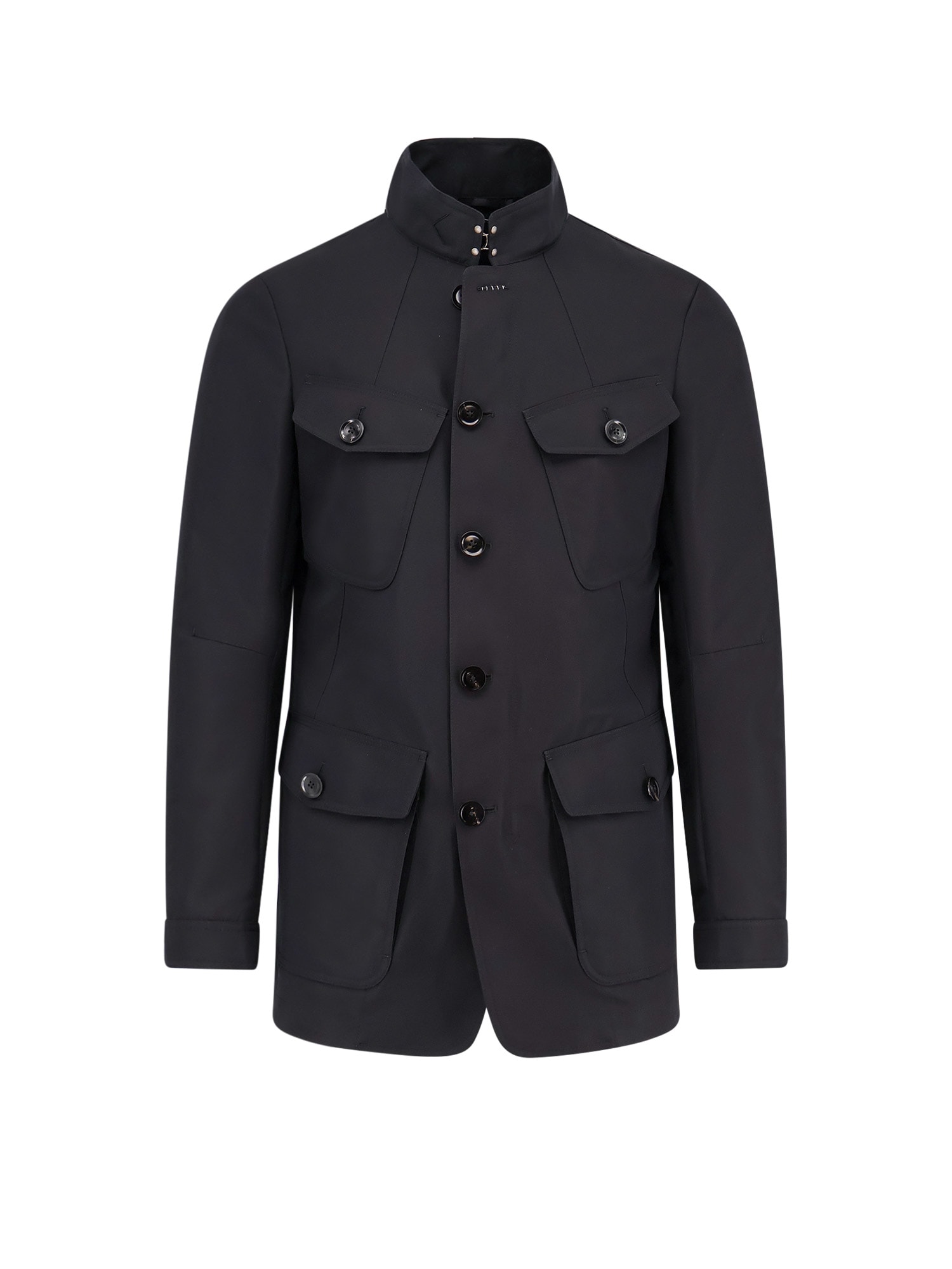Tom Ford Long-sleeved Button-up Jacket In Black