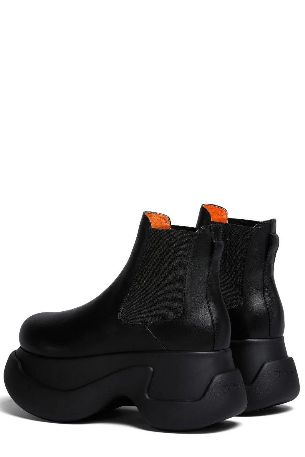 Shop Marni Round-toe Slip-on Ankle Boots In Nero