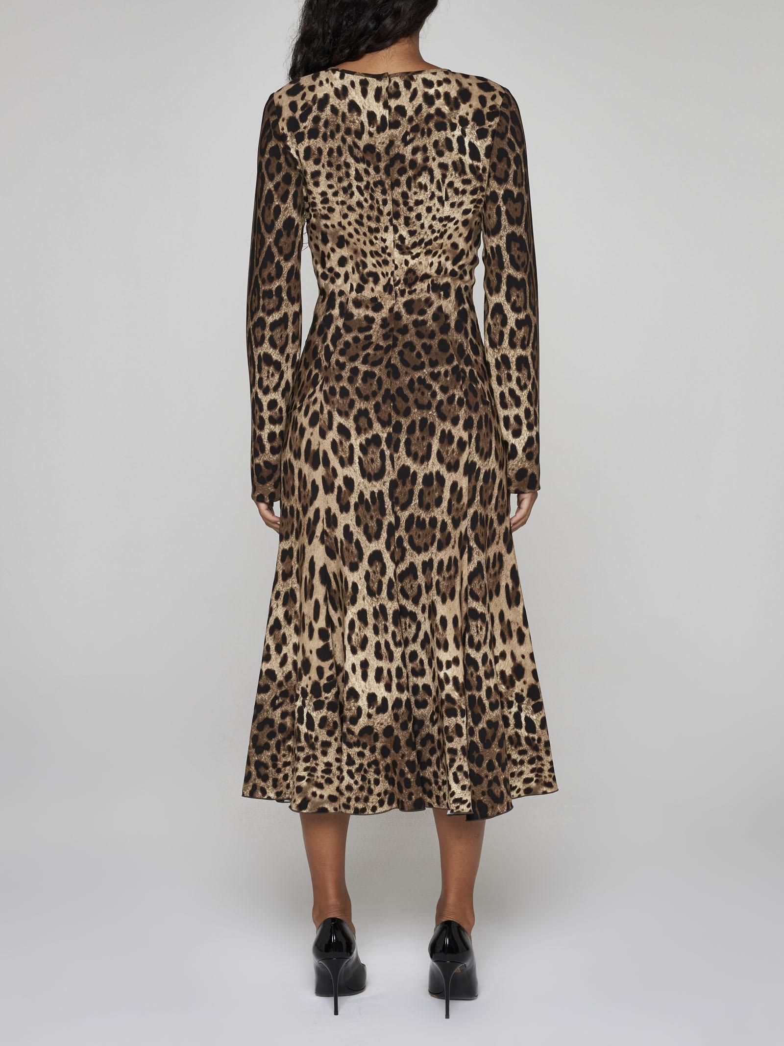 Shop Dolce & Gabbana Leopard Print Viscose Dress In Brown