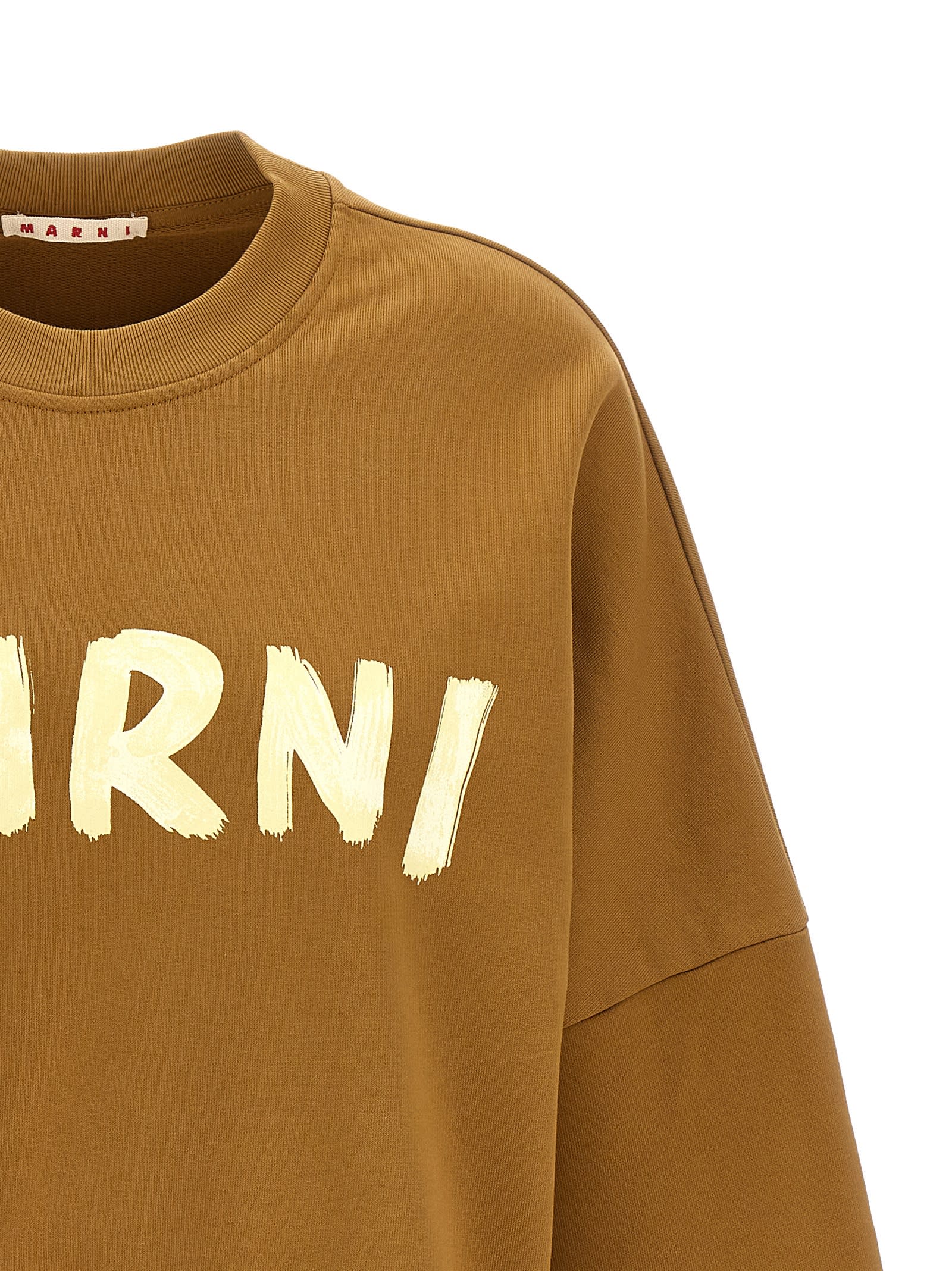 Shop Marni Logo Print Sweatshirt In Green