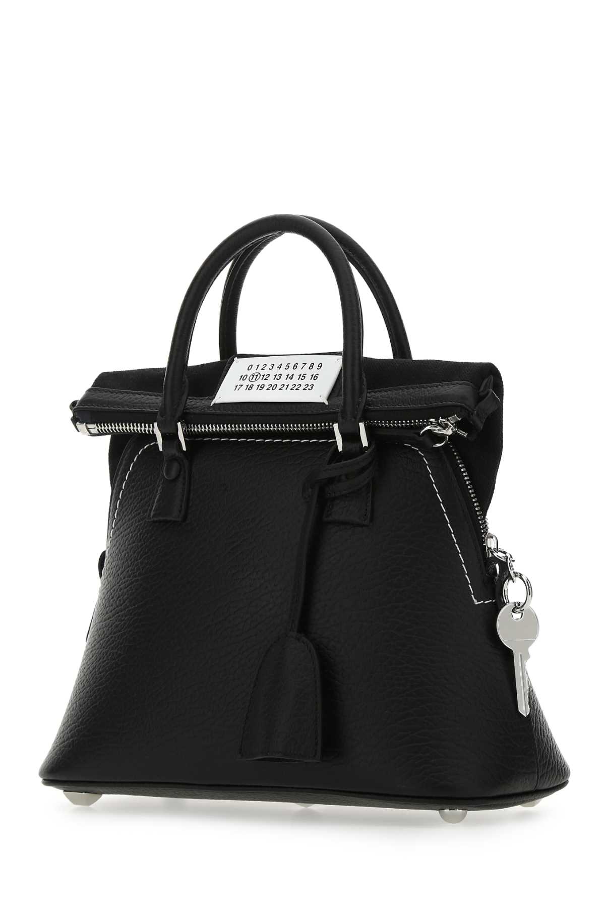Shop Maison Margiela Black Leather Mini 5ac Handbag In T8013