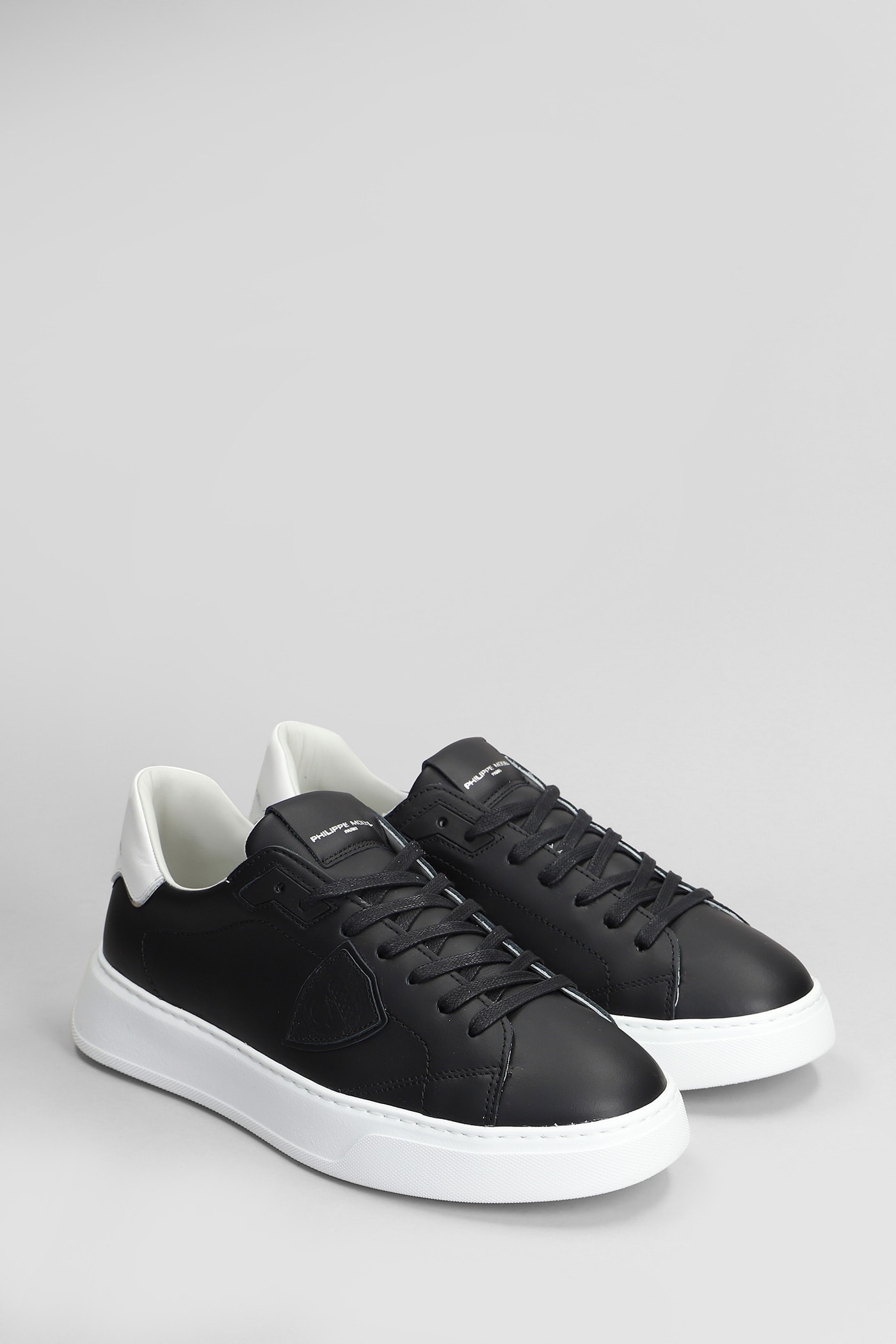 Shop Philippe Model Temple Low Sneakers In Black Leather