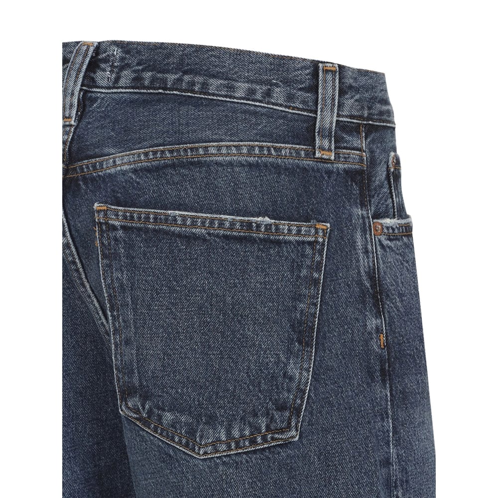 Agolde Cotton Flared Leg Denim Trousers In Blue