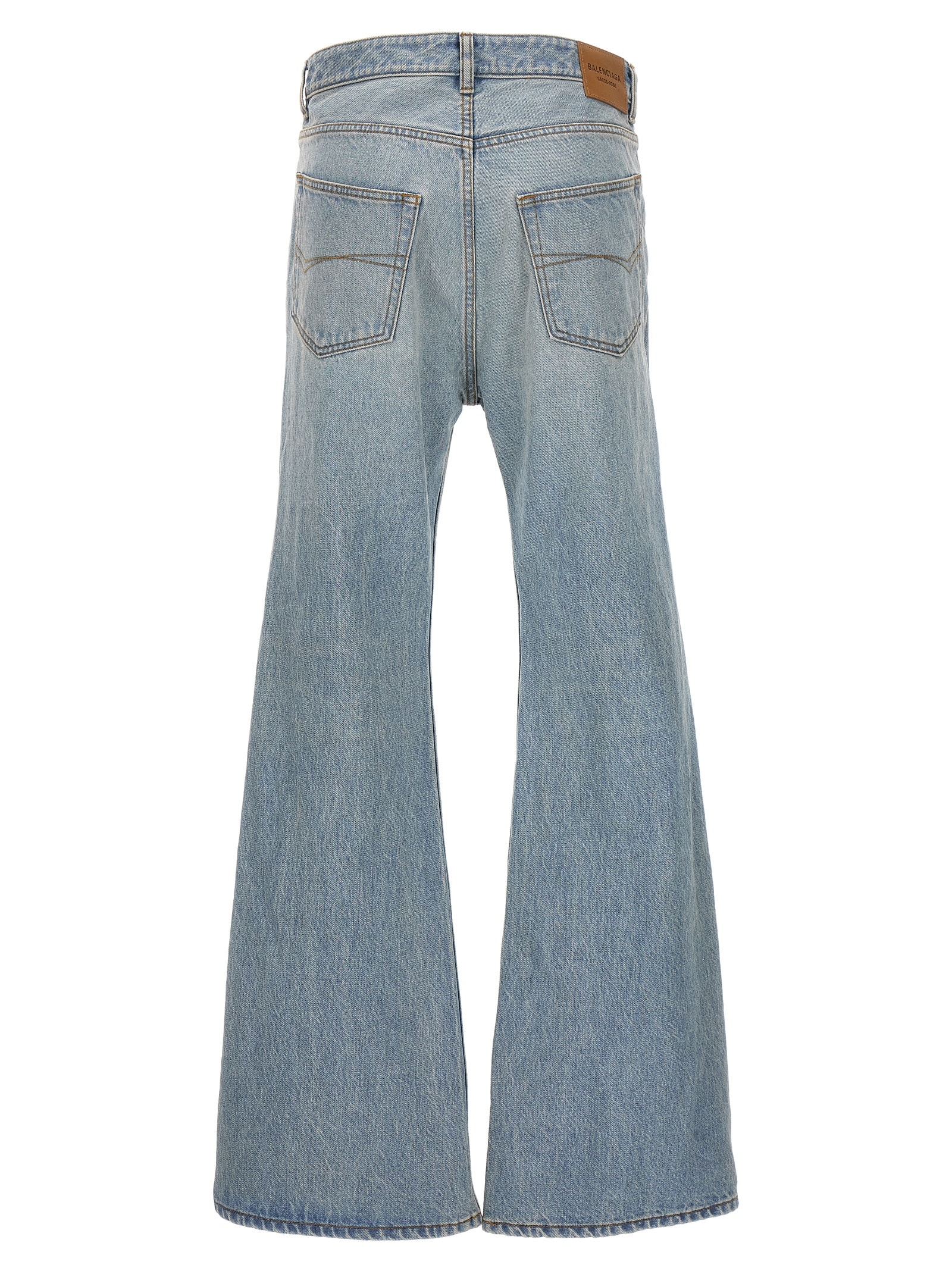 Shop Balenciaga Flared Jeans In Light Indigo/madder