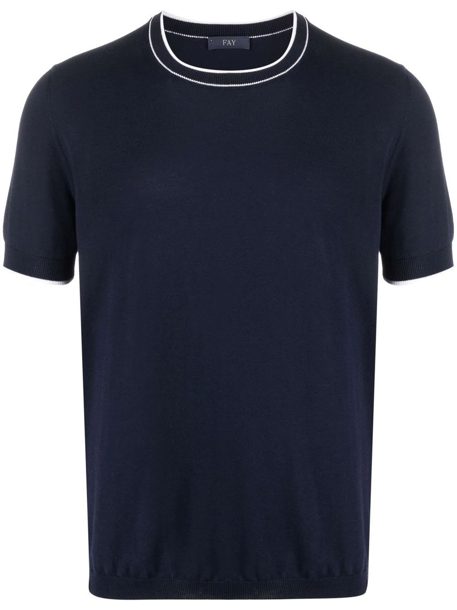 Fay T-shirt In Blue Cotton Knit