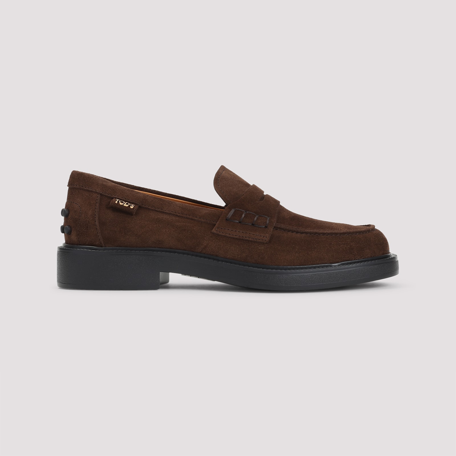 Tod's Brown Africa Suede Leather Loafers In Black