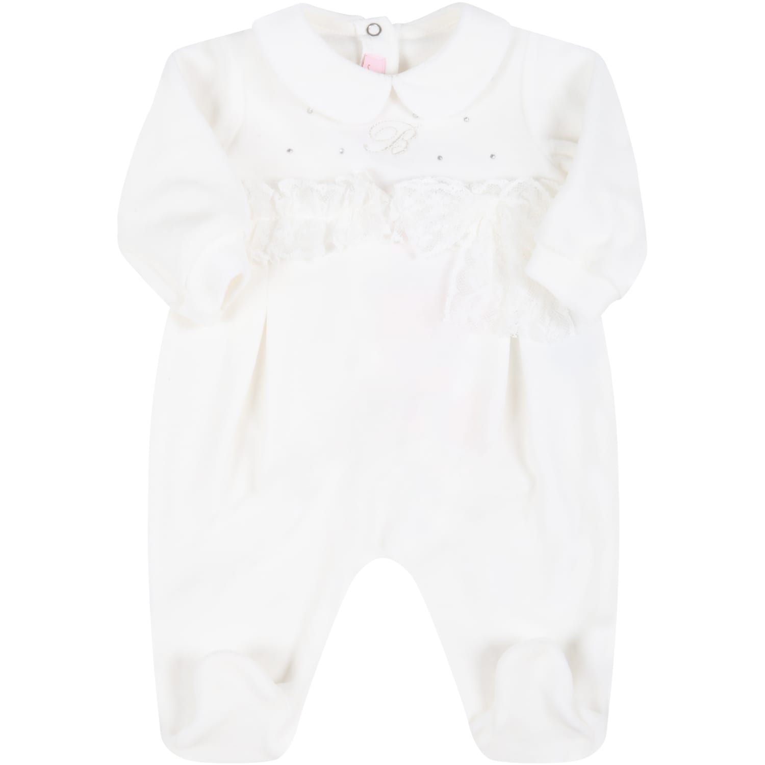 Blumarine White Babygrow For Baby Girl With Bow