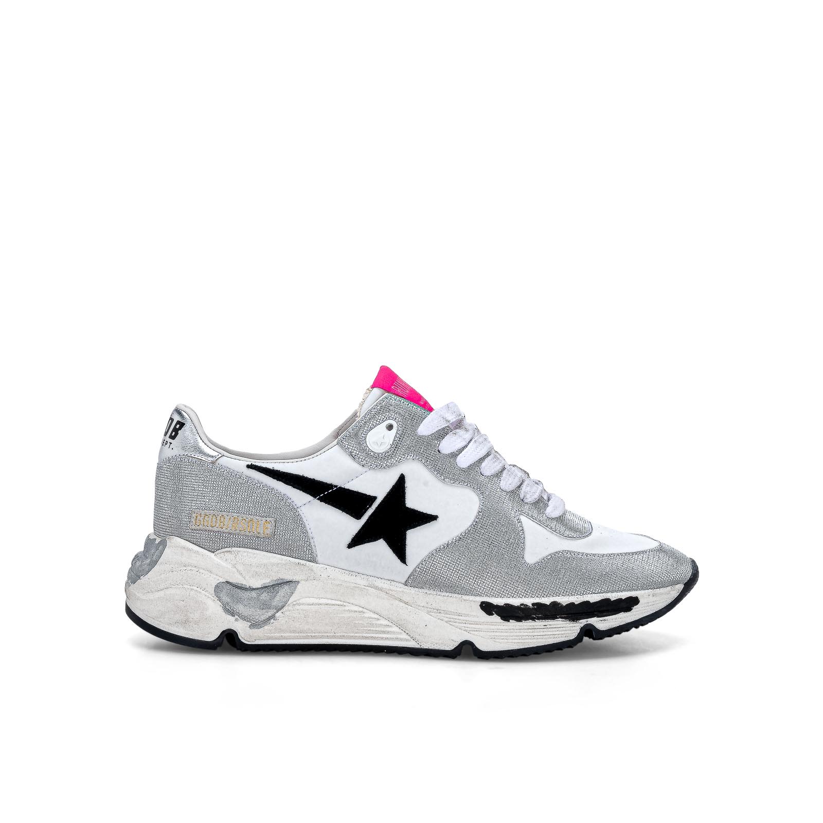 Buy Golden Goose Glitter And White Running Sole online, shop Golden Goose shoes with free shipping